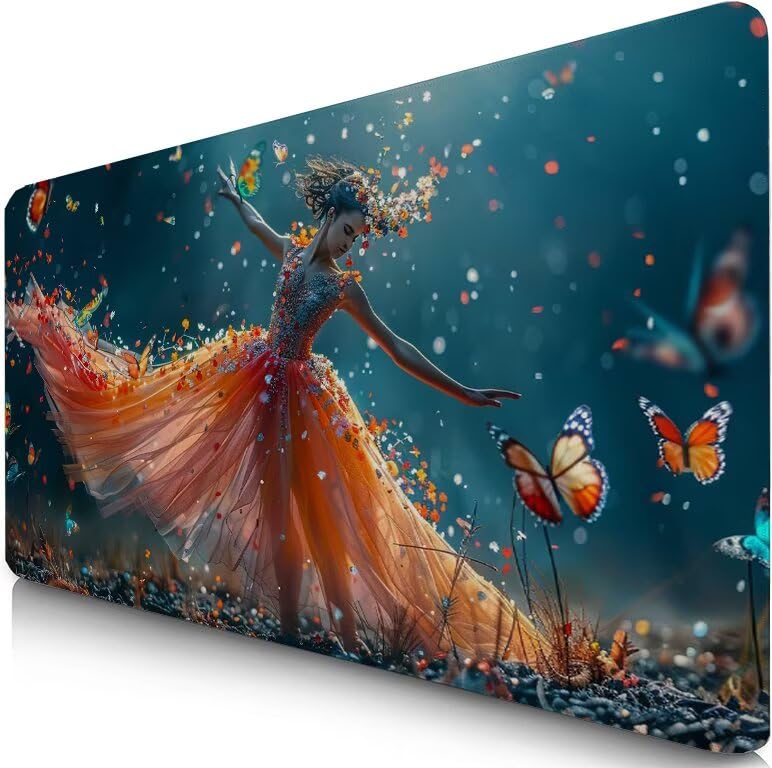 Schreibtischunterlage Ballett Mauspad XXL 150x80cm Mousepad Tänzer Gaming Mauspad mit Nicht rutschender Unterlage, Vernähte Kanten WassXerdicht Anti-Rutsch Maus Pad für PC, Office Geschenke F0-848