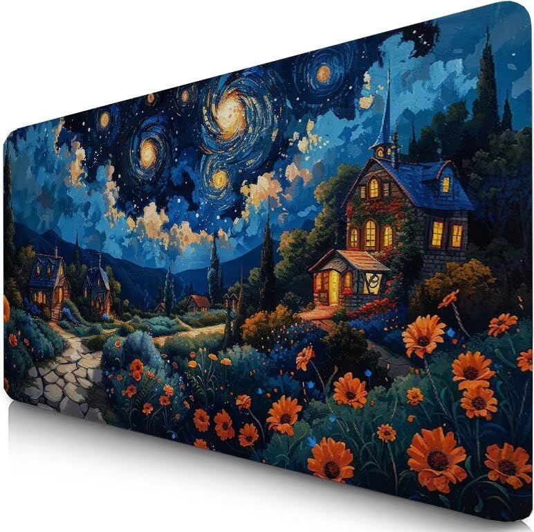 Schreibtischunterlage Blau Mauspad XXL 150x80cm Mousepad Sternenhimmel Gaming Mauspad mit Nicht rutschender Unterlage, Vernähte Kanten WassXerdicht Anti-Rutsch Maus Pad für PC, MacBook, Laptop F0-878