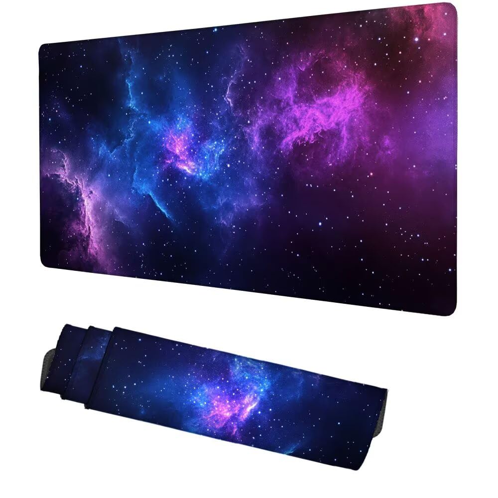 Fantasie Mauspad 900x500x3mm, Mousepad Gaming Mauspad Lila Mousepad XXL, Mouse Pad mit Vernähten Kanten und rutschfeste Gummibasis, Schreibtisch Zubehör, Maus Pad für Gaming Tastatur und Maus, f-318