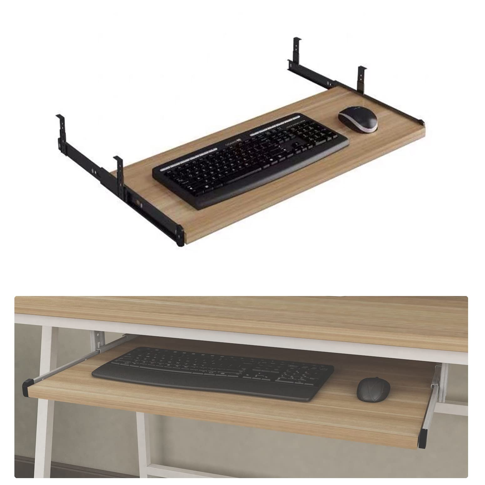 Ergonomische Tastaturablage unter dem Schreibtisch, verstellbar, 54 x 27 cm, ausziehbare Plattform, platzsparende Maus- und Tastaturunterstützung, weiß, ideal für Heimbüro und Gaming-Setup
