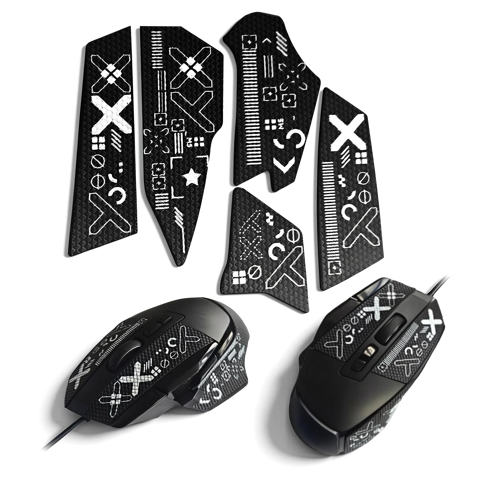 Gaming Maus Grip Tape für G502 X kompatibel mit Logitech G502 X Kabelgebunden und Wireless, Anti Rutsch Maus Grip Aufkleber Schweißfest Selbstklebend Schwarz Print Halbabdeckung