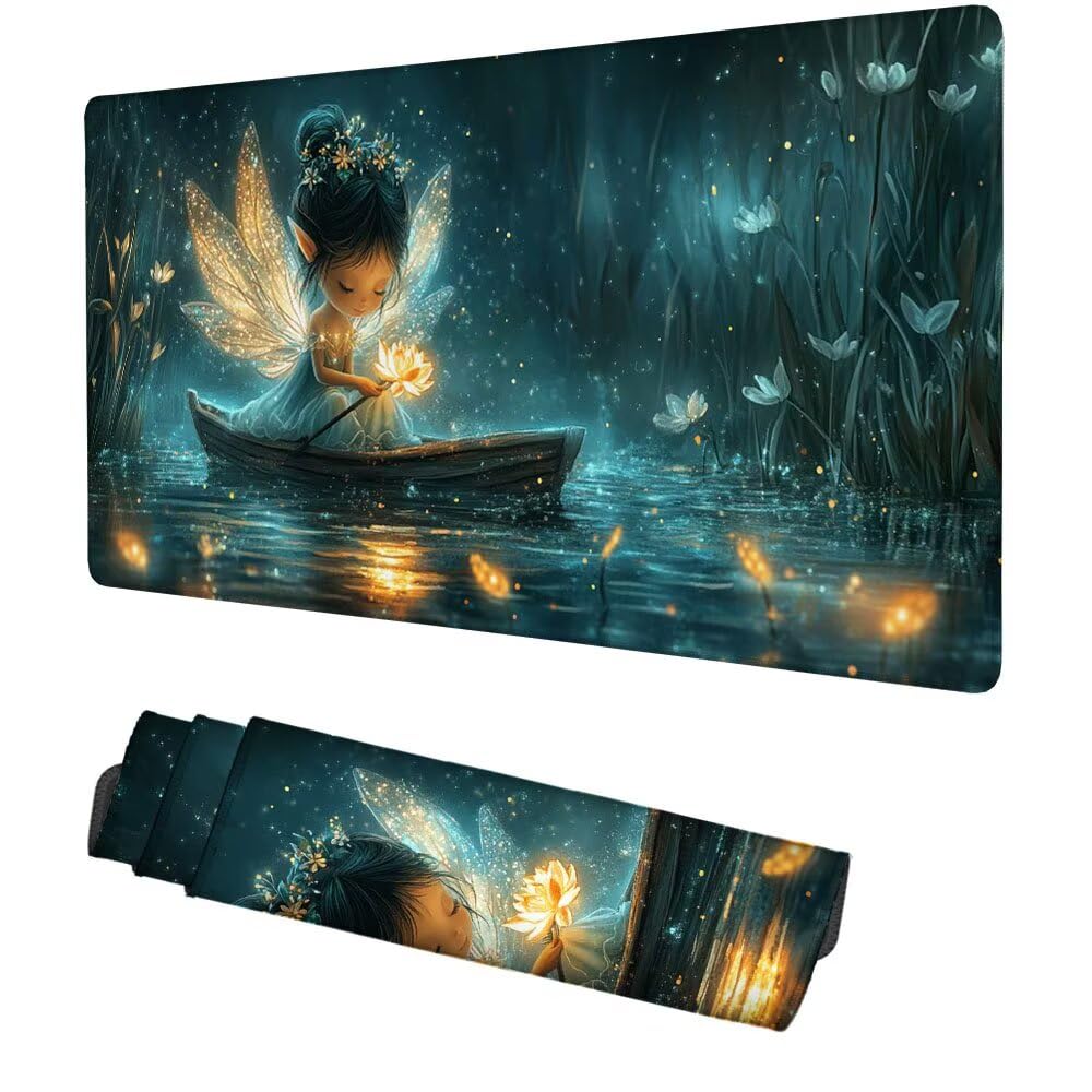 Mädchen Mauspad 1000x500x3mm, Mousepad Gaming Mauspad Cartoon Mousepad XXL, Mouse Pad mit Vernähten Kanten und rutschfeste Gummibasis, Schreibtisch Zubehör, für Gaming Tastatur und Maus, f-328