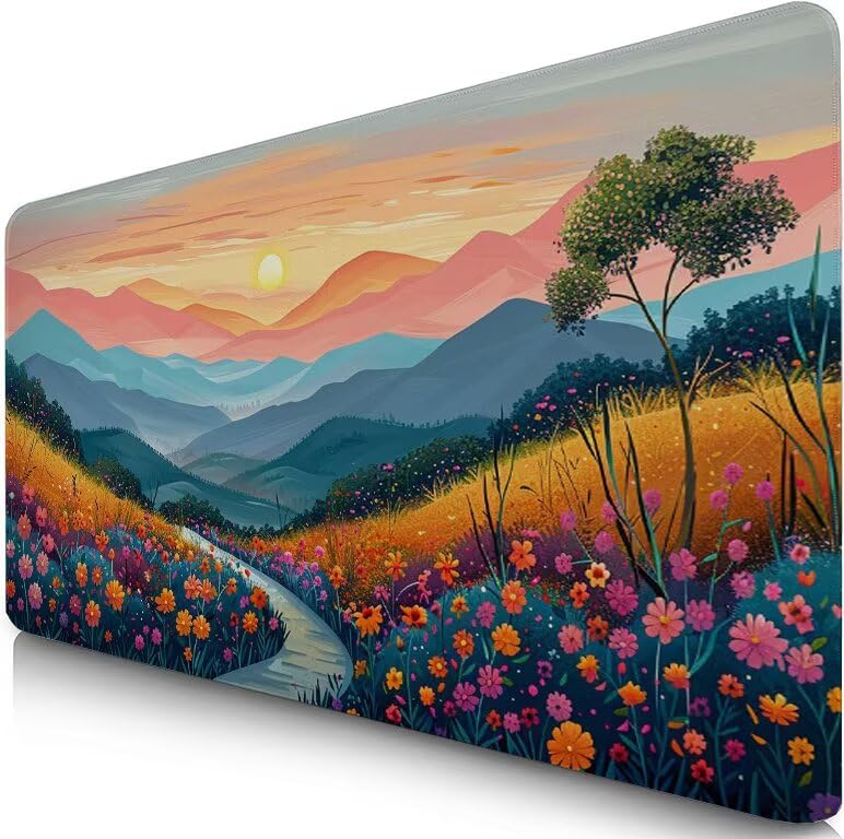 Schreibtischunterlage Gebirge Mauspad XXL 150x80cm Mousepad Landschaft Gaming Mauspad mit Nicht rutschender Unterlage, Vernähte Kanten WassXerdicht Anti-Rutsch Maus Pad für PC, MacBook, Laptop F0-911