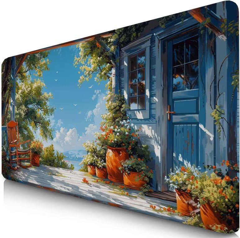 Schreibtischunterlage Blau Mauspad XXL 150x80cm Mousepad Tür Gaming Mauspad mit Nicht rutschender Unterlage, Vernähte Kanten WassXerdicht Anti-Rutsch Maus Pad für PC, MacBook, Laptop, Office F0-896