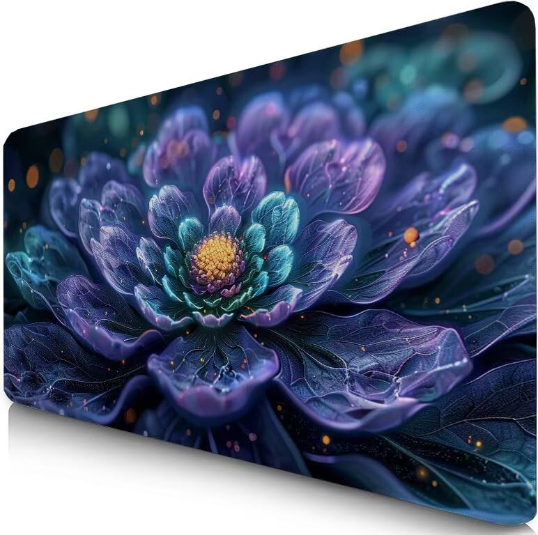 Schreibtischunterlage Lila Mauspad XXL 150x80cm Mousepad Anlage Gaming Mauspad mit Nicht rutschender Unterlage, Vernähte Kanten WassXerdicht Anti-Rutsch Maus Pad für Laptop, Office Geschenke F0-893