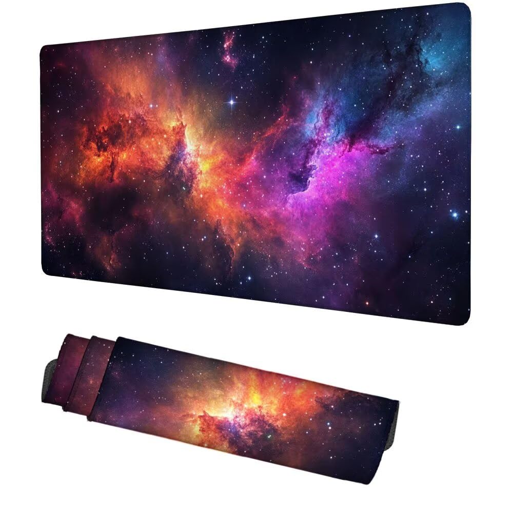 Sternenhimmel Mauspad 1000x500x3mm, Mousepad Gaming Mauspad Farbe Mousepad XXL, Mouse Pad mit Vernähten Kanten und rutschfeste Gummibasis, Schreibtisch Zubehör, für Gaming Tastatur und Maus, f-428