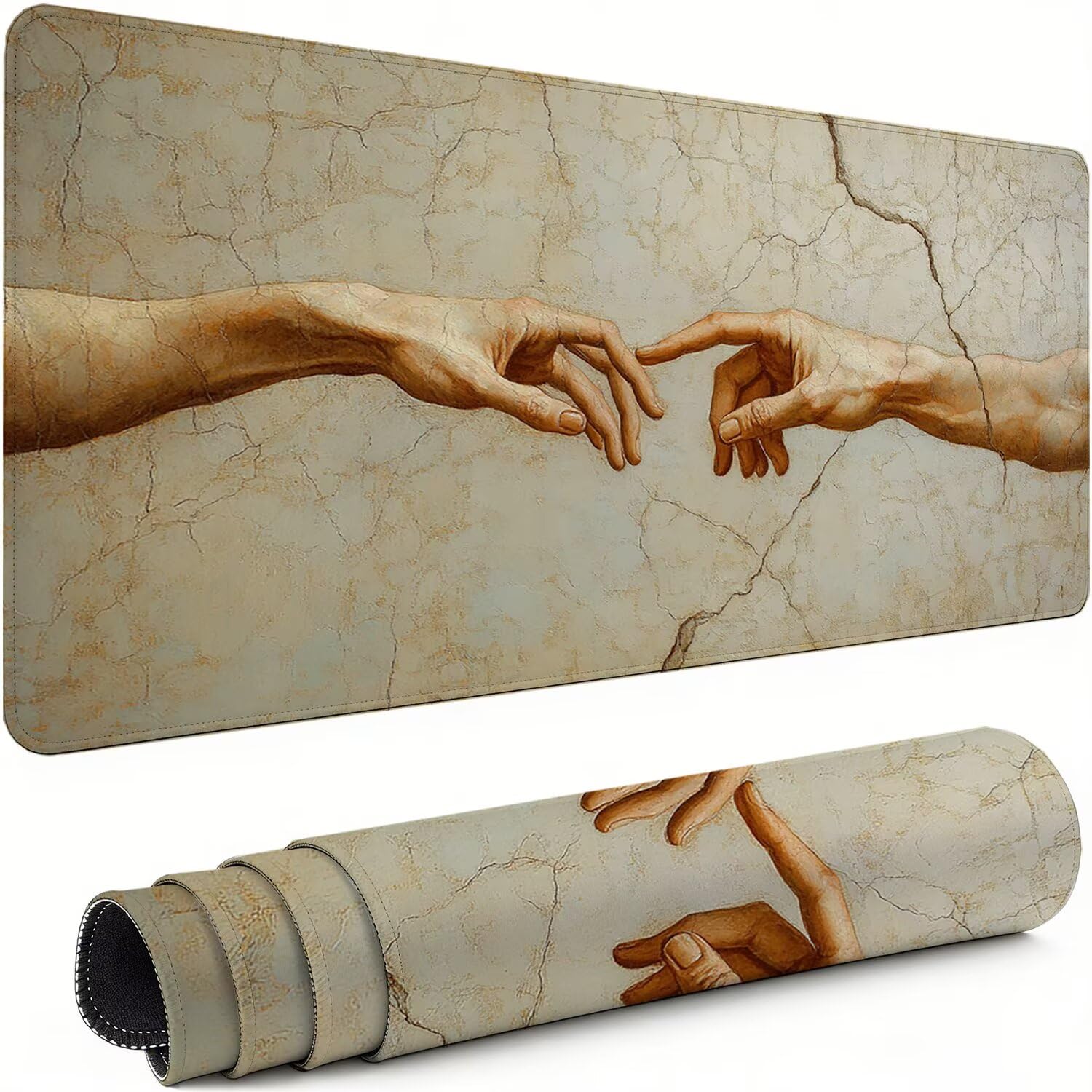 Gaming Mauspad XXL 1600x800x3mm Beige Mousepad, Große Speed rutschfeste Schreibtischunterlage Hand Verbessert Präzision und Geschwindigkeit mit Stoßdämpfung für Tastatur und Maus Homeoffice xg-875