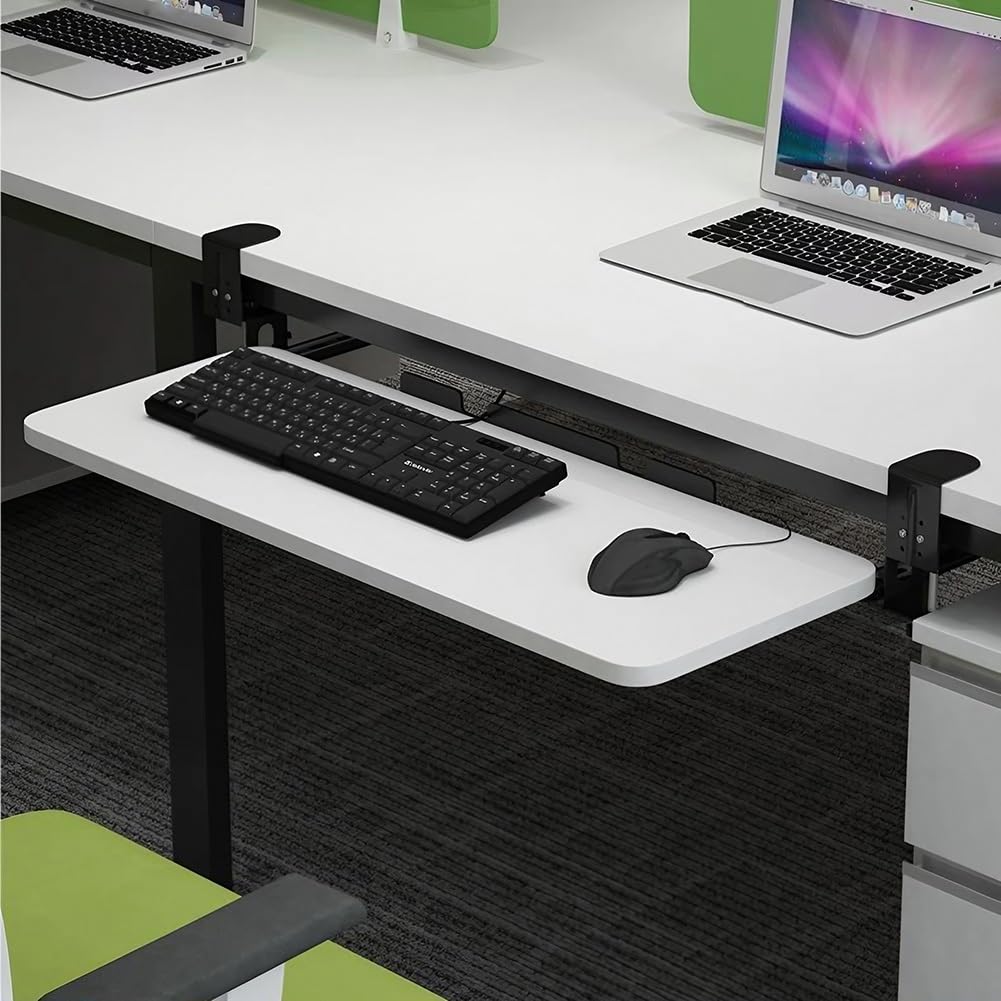 Tastaturablage zum Anklemmen, 66 x 25,4 cm, ausziehbar, verstellbare Tastatur- und Maus-Plattform, für Zuhause, Büro, Gaming-Setup