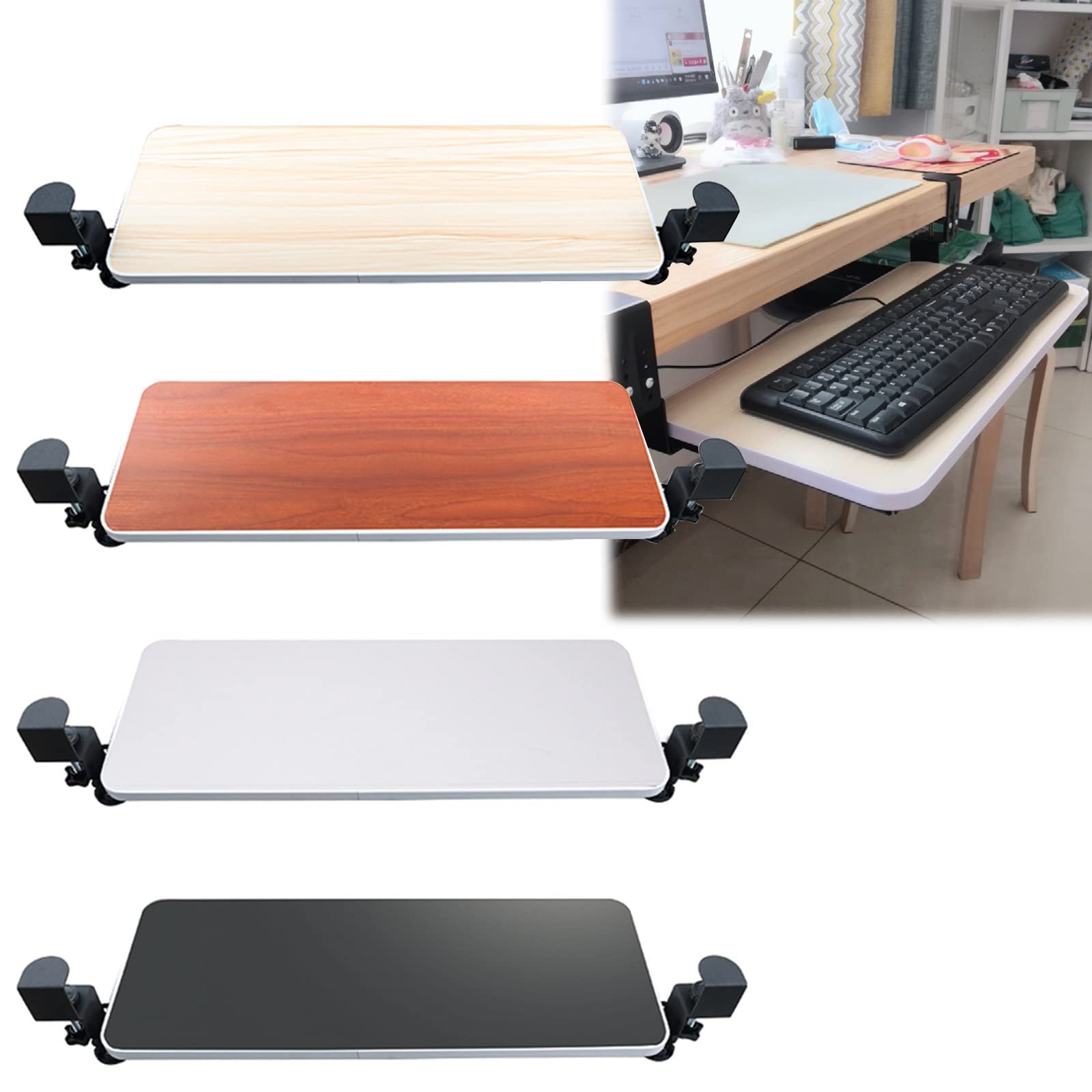 Verstellbare Unterseite – Holztablett für Maus und Tastatur, platzsparende Lösung für Home Office, Schlafzimmer, Gaming-Setup – Verbesserung der Produktivität und