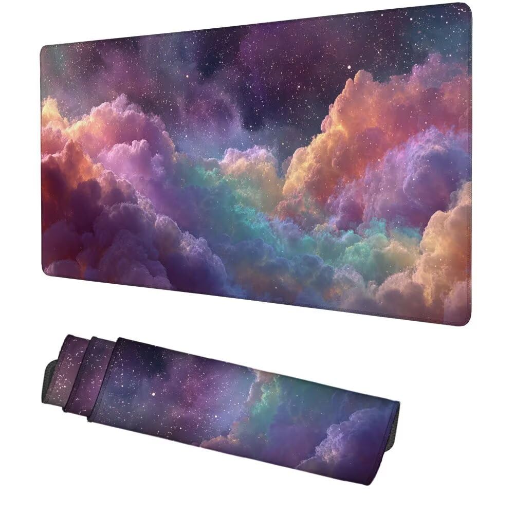 Wolken Mauspad 900x500x3mm, Mousepad Gaming Mauspad Farbe Mousepad XXL, Mouse Pad mit Vernähten Kanten und rutschfeste Gummibasis, Schreibtisch Zubehör, Maus Pad für Gaming Tastatur und Maus, f-468
