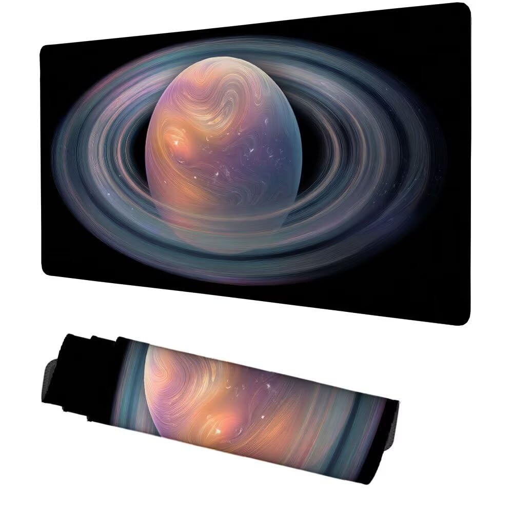 Planeten Mauspad 1000x500x3mm, Mousepad Gaming Mauspad Abstraktion Mousepad XXL, Mouse Pad mit Vernähten Kanten und rutschfeste Gummibasis, Schreibtisch Zubehör, für Gaming Tastatur und Maus, f-436