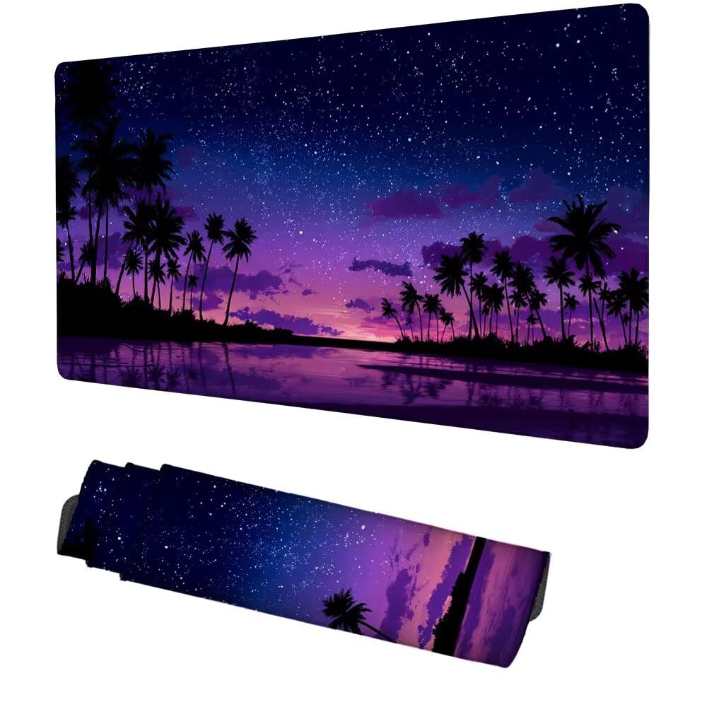 Pflanze Mauspad 1000x500x3mm, Mousepad Gaming Mauspad Lila Mousepad XXL, Mouse Pad mit Vernähten Kanten und rutschfeste Gummibasis, Schreibtisch Zubehör, Maus Pad für Gaming Tastatur und Maus, f-472