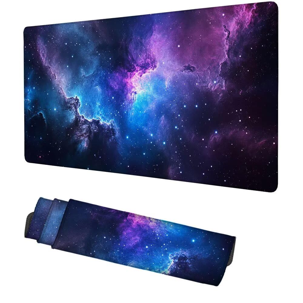 Lila Mauspad 900x500x3mm, Mousepad Gaming Mauspad blau Mousepad XXL, Mouse Pad mit Vernähten Kanten und rutschfeste Gummibasis, Schreibtisch Zubehör, Maus Pad für Gaming Tastatur und Maus, f-492