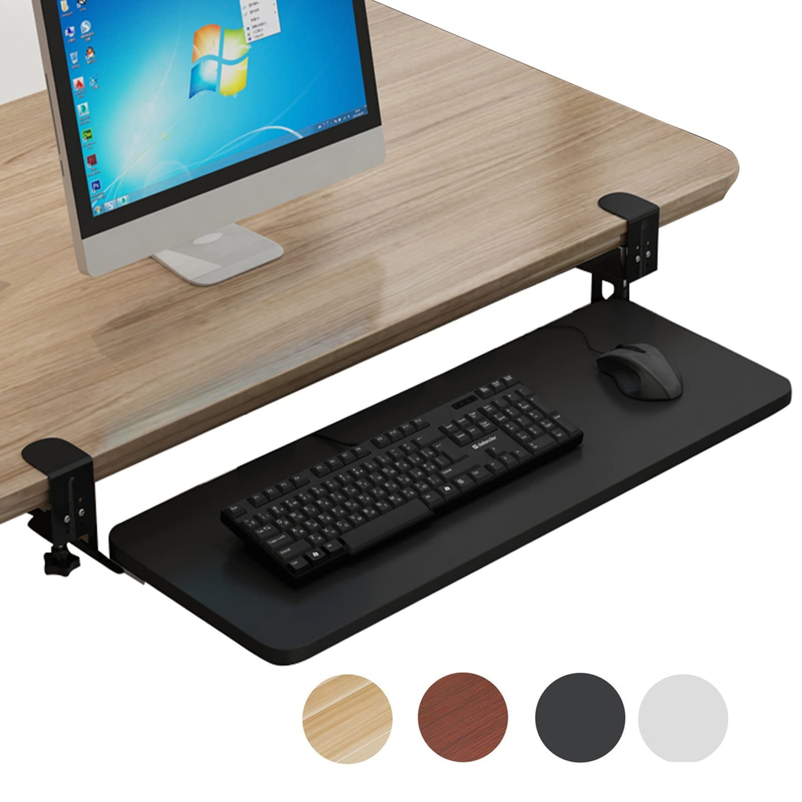 Lar Tastaturablage, 750 x 250 mm, ausziehbares Design mit Klemme, Tastatur- und Maus-Sto-Regal, ideal für Home-Office-Einrichtung und Gaming-Statistik