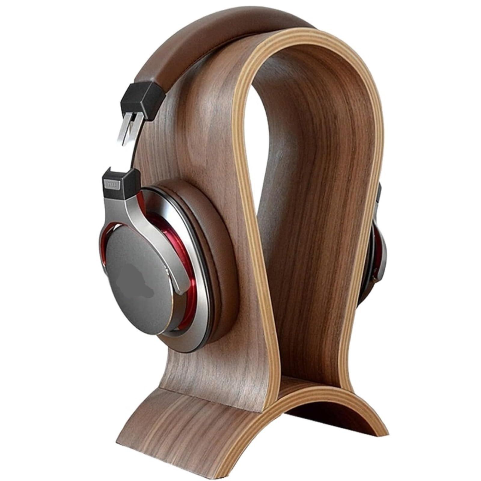 Kopfhörerständer, Nussbaum Massivholz Aufhänger Headset Display Gaming Kopfhörer PC Ständer