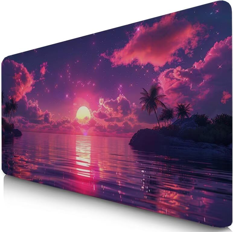 Schreibtischunterlage Rosa Mauspad XXL 150x80cm Mousepad Wolken Gaming Mauspad mit Nicht rutschender Unterlage, Vernähte Kanten WassXerdicht Anti-Rutsch Maus Pad für Laptop, Office Geschenke F0-1013