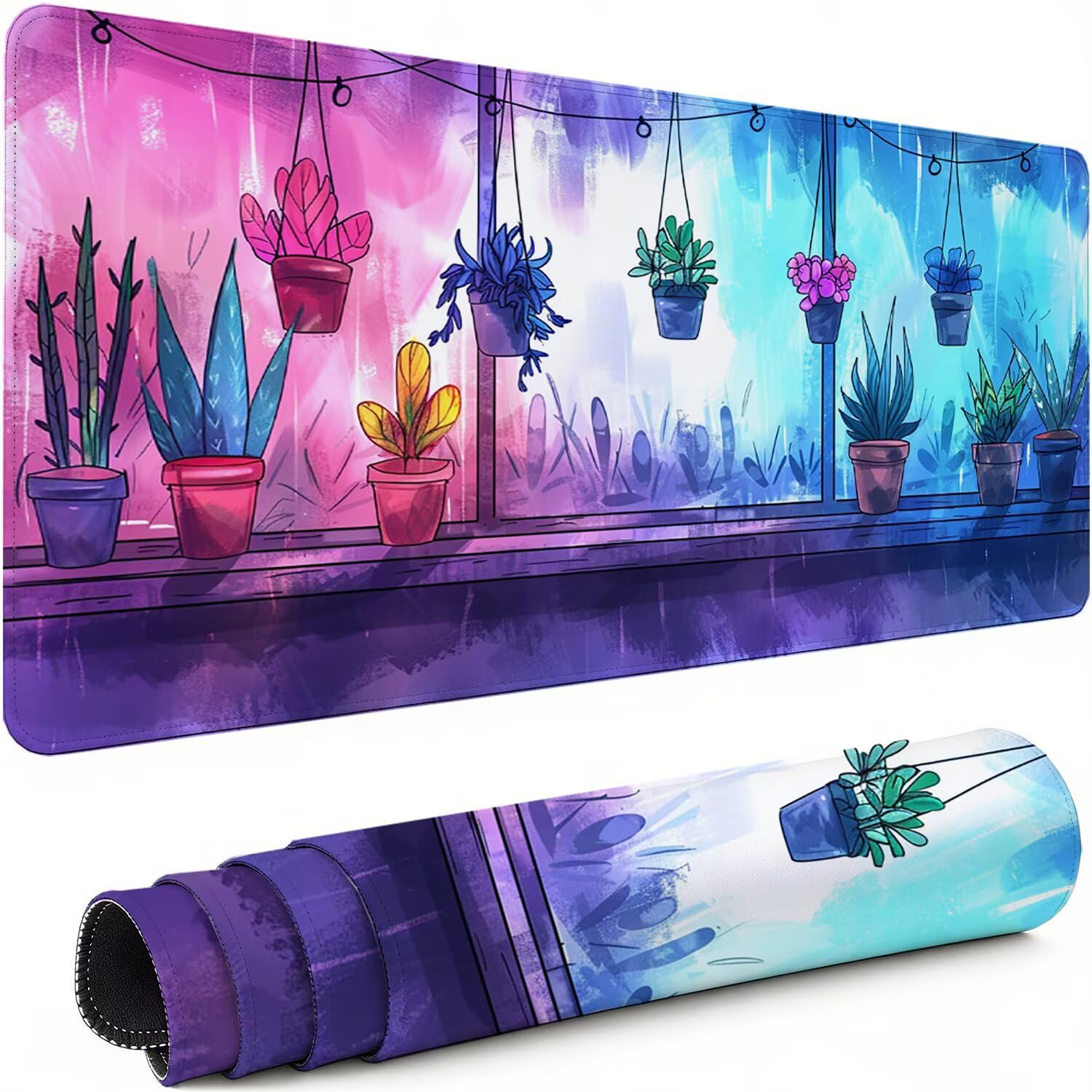 Gaming Mauspad XXL 600x300x3mm Blume Mousepad, Große Speed rutschfeste Schreibtischunterlage Anlage Verbessert Präzision und Geschwindigkeit mit Stoßdämpfung für Tastatur und Maus Homeoffice xg-944