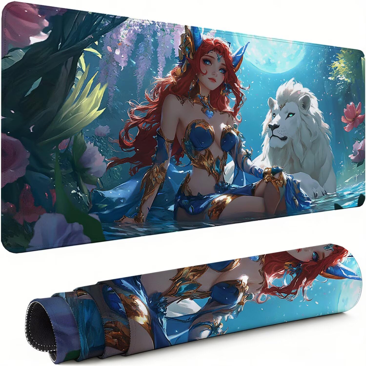 Gaming Mauspad XXL 800x400x3mm Karikatur Mousepad, Große Speed rutschfeste Schreibtischunterlage Löwe Verbessert Präzision und Geschwindigkeit mit Stoßdämpfung für Tastatur und Maus Homeoffice xg-902