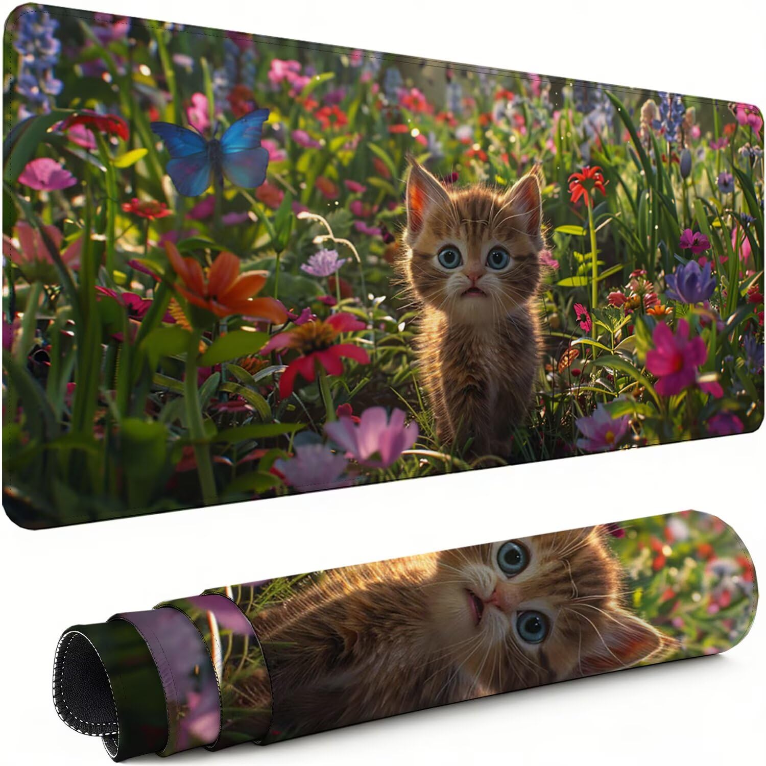 Gaming Mauspad XXL 900x400x3mm Tier Mousepad, Große Speed rutschfeste Schreibtischunterlage Blumen Verbessert Präzision und Geschwindigkeit mit Stoßdämpfung für Tastatur und Maus Homeoffice xg-914