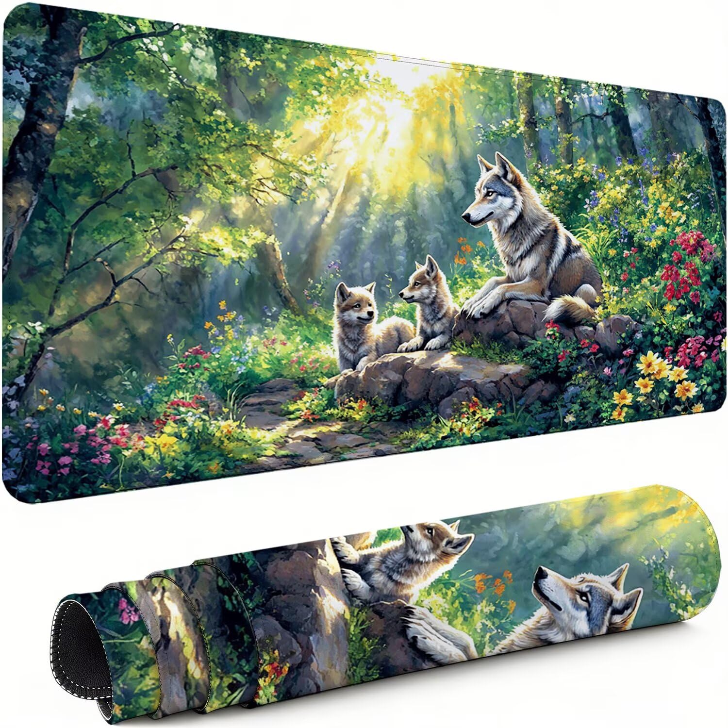 Gaming Mauspad XXL 1600x800x3mm Tier Mousepad, Große Speed rutschfeste Schreibtischunterlage Wald Verbessert Präzision und Geschwindigkeit mit Stoßdämpfung für Tastatur und Maus Homeoffice xg-929