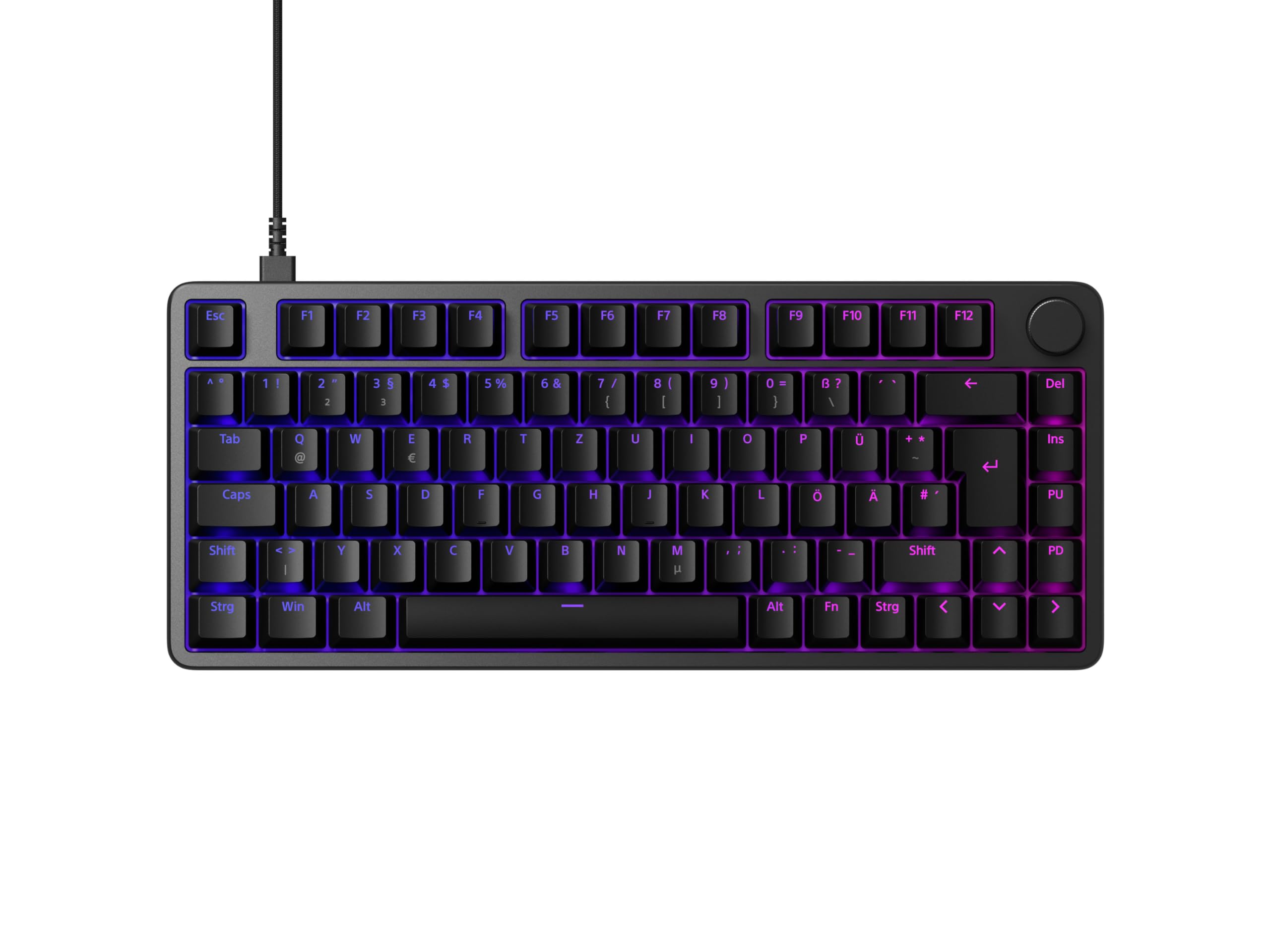 Sony INZONE KBD-H75 Gaming-Tastatur – schnelle Auslösung, Magnetschalter, einstellbare Betätigung, 75% TKL, 8000 Hz Abtastrate, RGB, Gasket Mount, Aluminiumgehäuse, PC FPS, QWERTZ DE-Layout – Schwarz