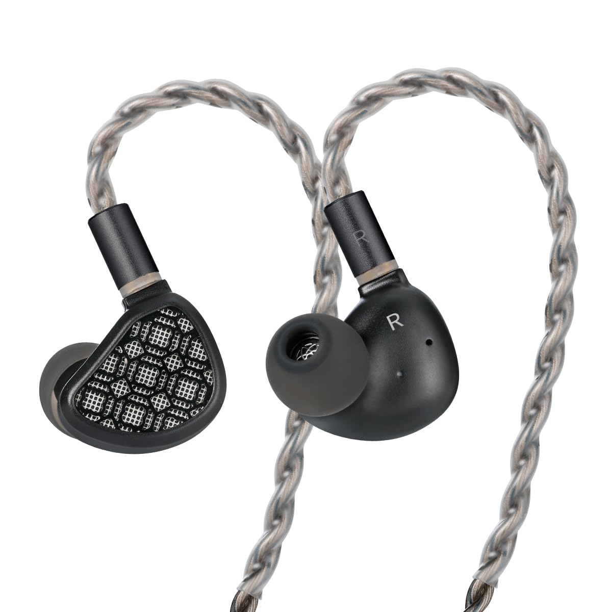 Kefine Arnar Hybrid Wired IEMs, 14,5 mm Planar Magnetic + Knowles BA Driver, Austauschbare Tuningdüsen und Modularstecker, Hi-Fi In-Ear-Monitore (Schwarz, 3,5 + 4,4 mm austauschbare Stecker