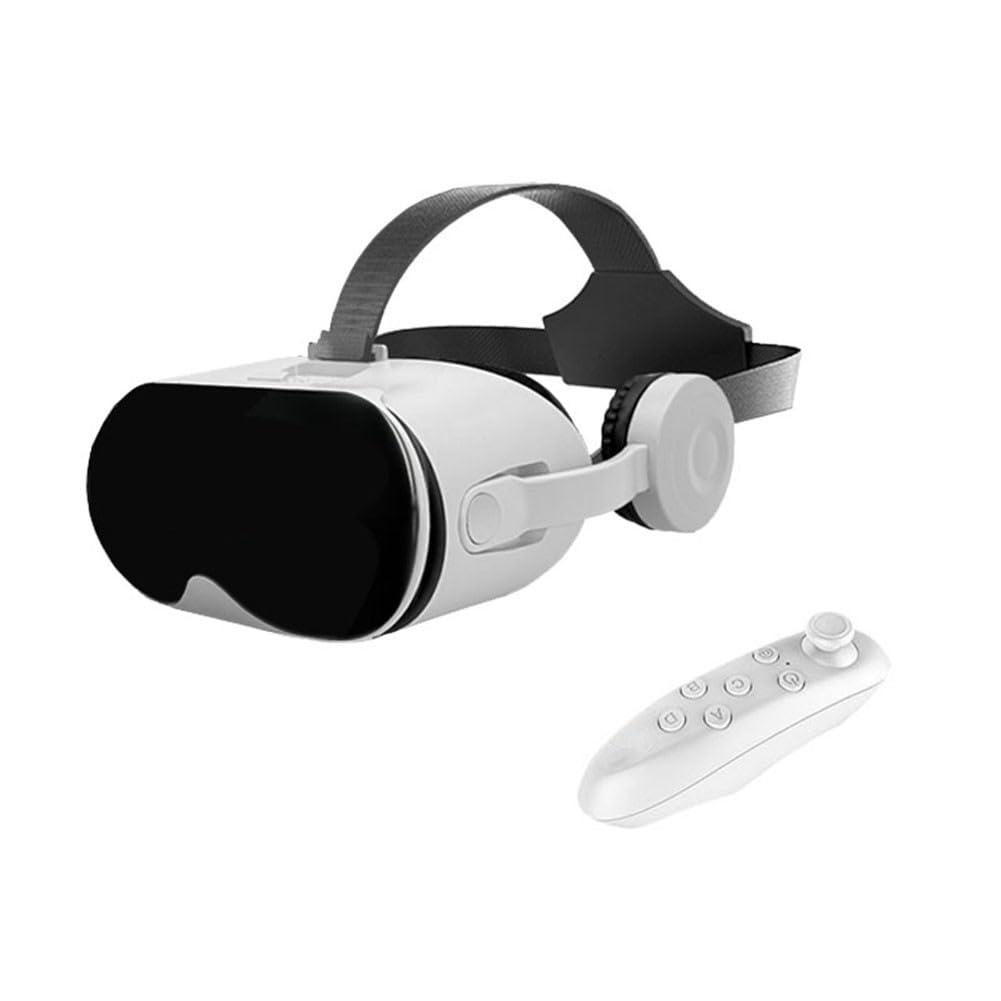 EasyByMall VR Headset mit eingebauten Kopfhörern und Controller, 110° FOV 3D Virtual Reality Brille für iOS & Android Handys (5,5-6,7 Zoll), immersives Gaming und Movie Viewer