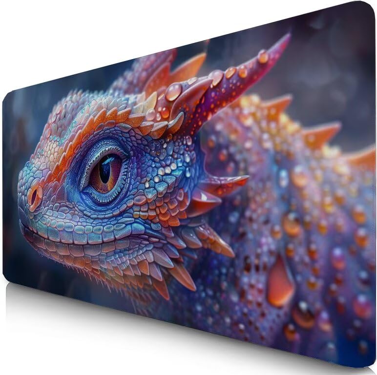 Schreibtischunterlage Drachen Mauspad XXL 100x50cm Mousepad Bunt Gaming Mauspad mit Nicht rutschender Unterlage, Vernähte Kanten WassXerdicht Anti-Rutsch Maus Pad für PC, Office Geschenke F0-1055