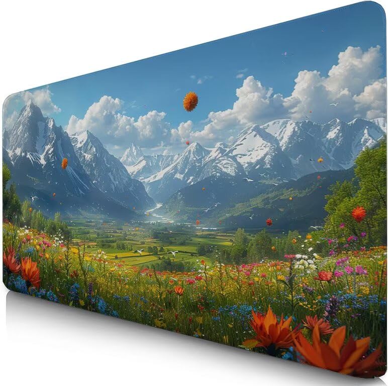Schreibtischunterlage Berg Mauspad XXL 120x60cm Mousepad Wolke Gaming Mauspad mit Nicht rutschender Unterlage, Vernähte Kanten WassXerdicht Anti-Rutsch Maus Pad für Laptop, Office Geschenke F0-1067