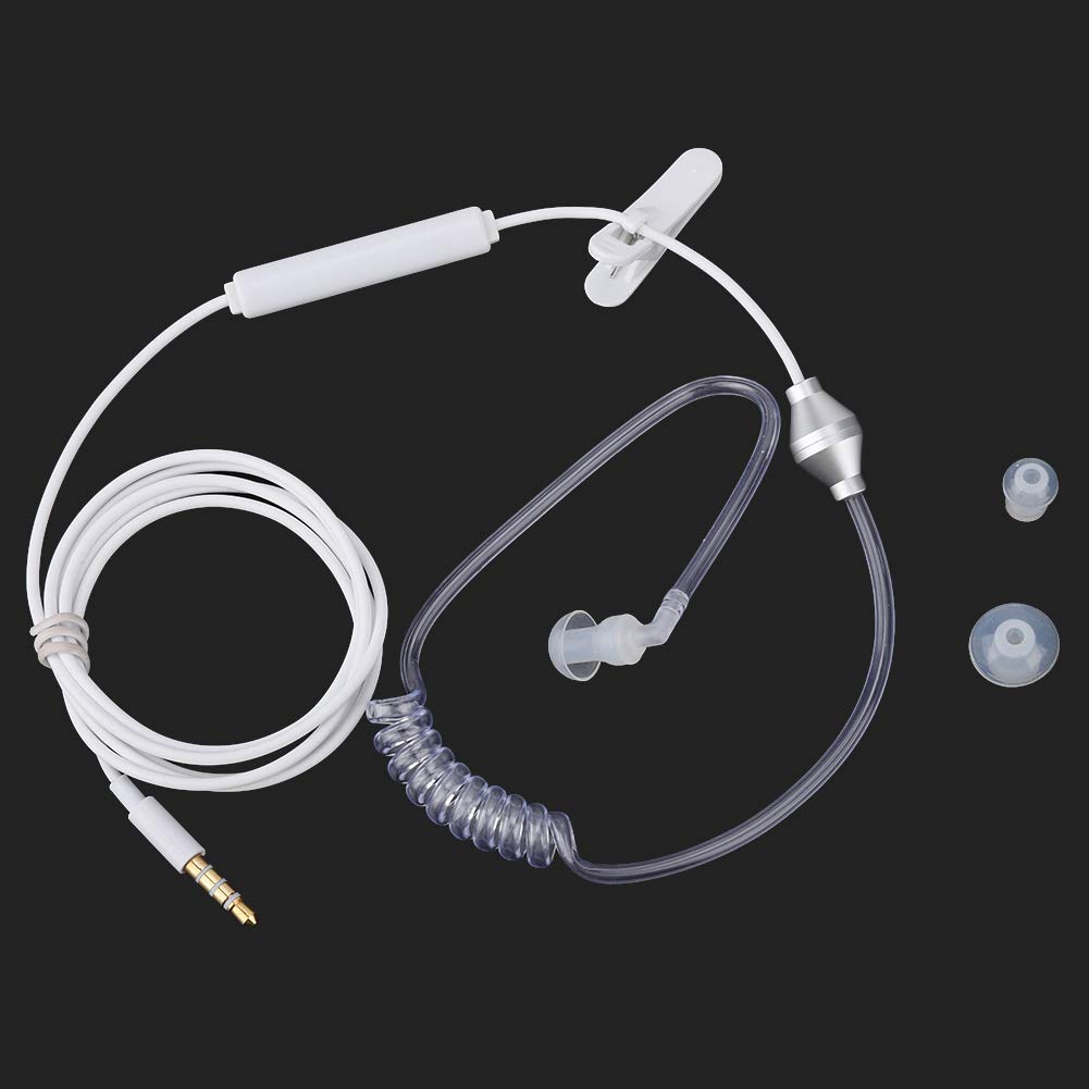 Einzelkopfhörer-Luftschlauch-Headset, Professionelles Audio-Headset mit Geräuschunterdrückung, Mikrofonsteuerungs- für und Geräte (White)