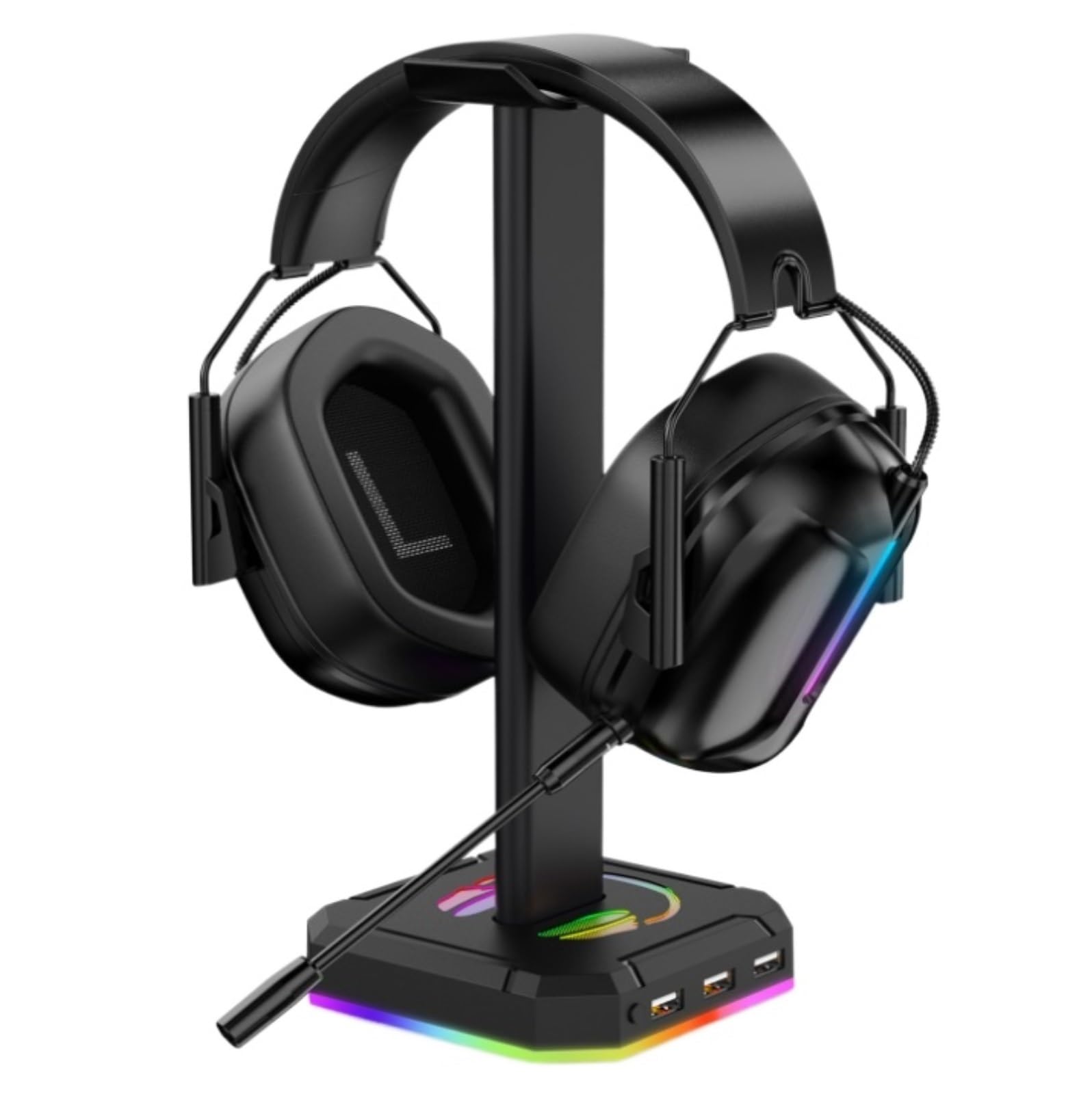 Kopfhörer Ständer Für Zuhause Kopfhörerständer Mit Einzelnem Rollenden RGB-Licht Für Schreibtisch-PC-Gaming-Headset, Aluminiumlegierung Büro Studie(White)