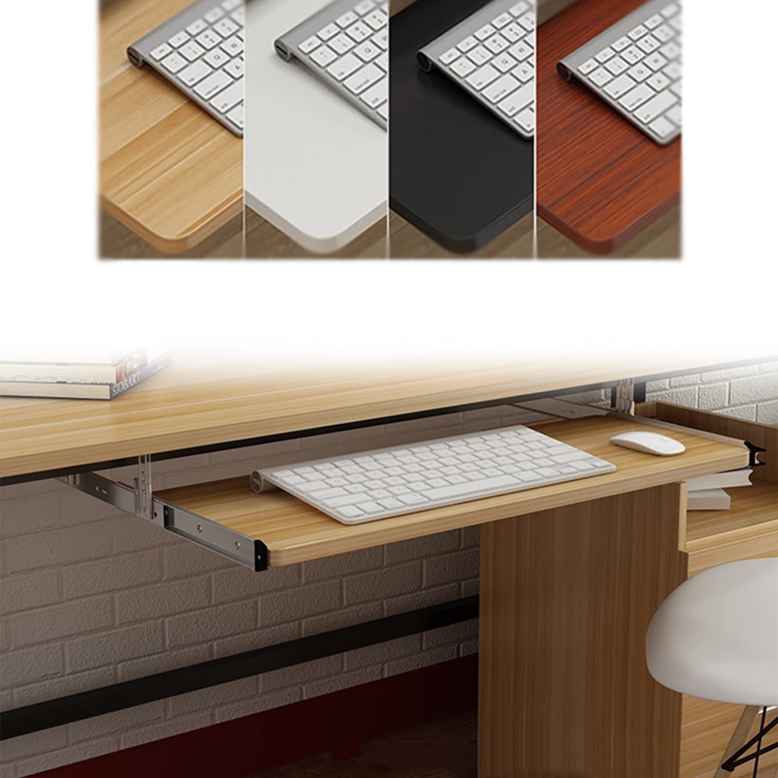 Verstellbare Ablage für Tastatur und Maus, ergonomisches Holzregal, einfache Installation, platzsparend, ausziehbares Design für Home Office und Gaming Setup