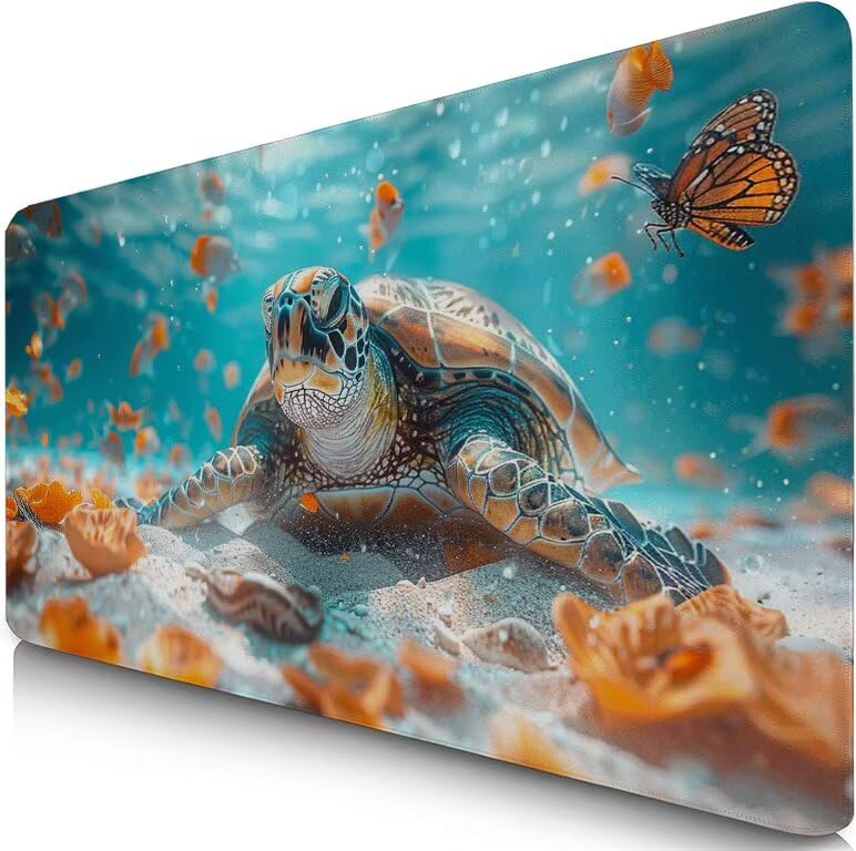 Schreibtischunterlage Meeresschildkröte Mauspad XXL 150x80cm Mousepad Tiere Gaming Mauspad mit Nicht rutschender Unterlage, Vernähte Kanten WassXerdicht Anti-Rutsch Maus Pad für PC, MacBook F0-1088