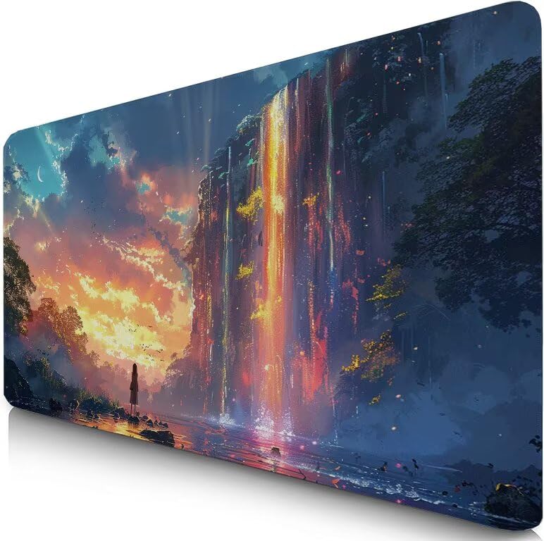 Schreibtischunterlage Fallen Mauspad XXL 150x80cm Mousepad Wunderland Gaming Mauspad mit Nicht rutschender Unterlage, Vernähte Kanten WassXerdicht Anti-Rutsch Maus Pad für PC, MacBook, Laptop F0-1097