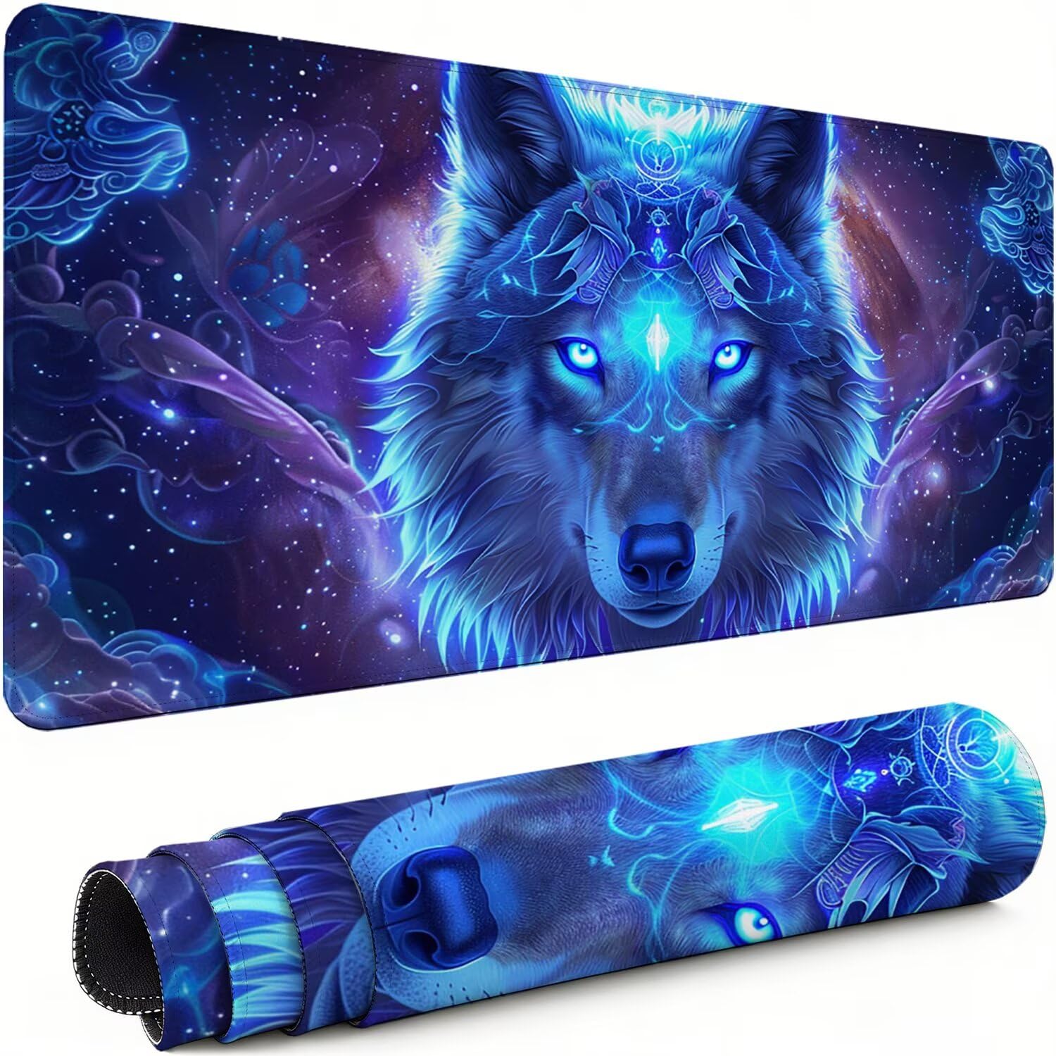 Gaming Mauspad XXL 600x300x3mm Wolf Mousepad, Große Speed rutschfeste Schreibtischunterlage Glänzend Verbessert Präzision und Geschwindigkeit mit Stoßdämpfung für Tastatur und Maus Homeoffice xg-980