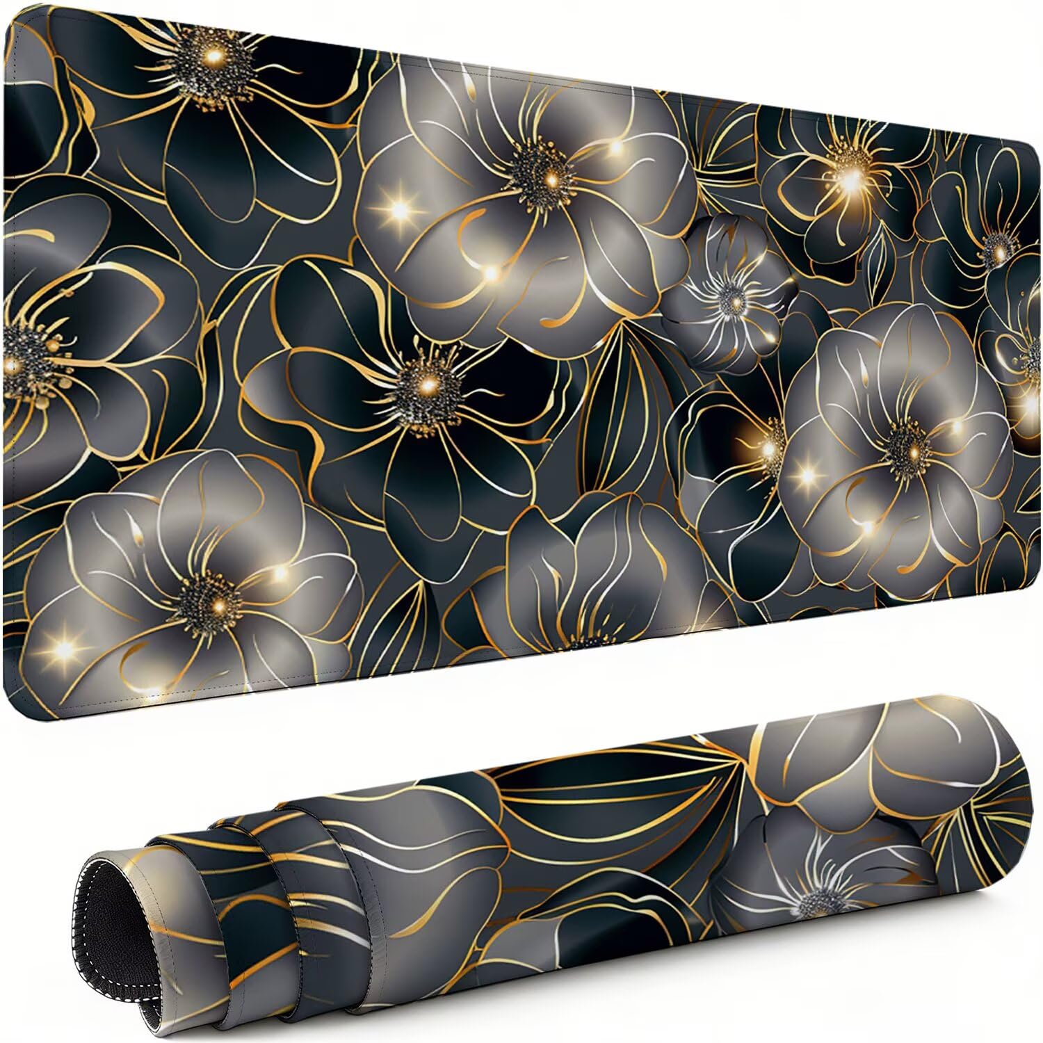 Gaming Mauspad XXL 600x300x3mm Schwarz Mousepad, Große Speed rutschfeste Schreibtischunterlage Abstrakt Verbessert Präzision und Geschwindigkeit mit Stoßdämpfung für Tastatur Maus Homeoffice xg-968