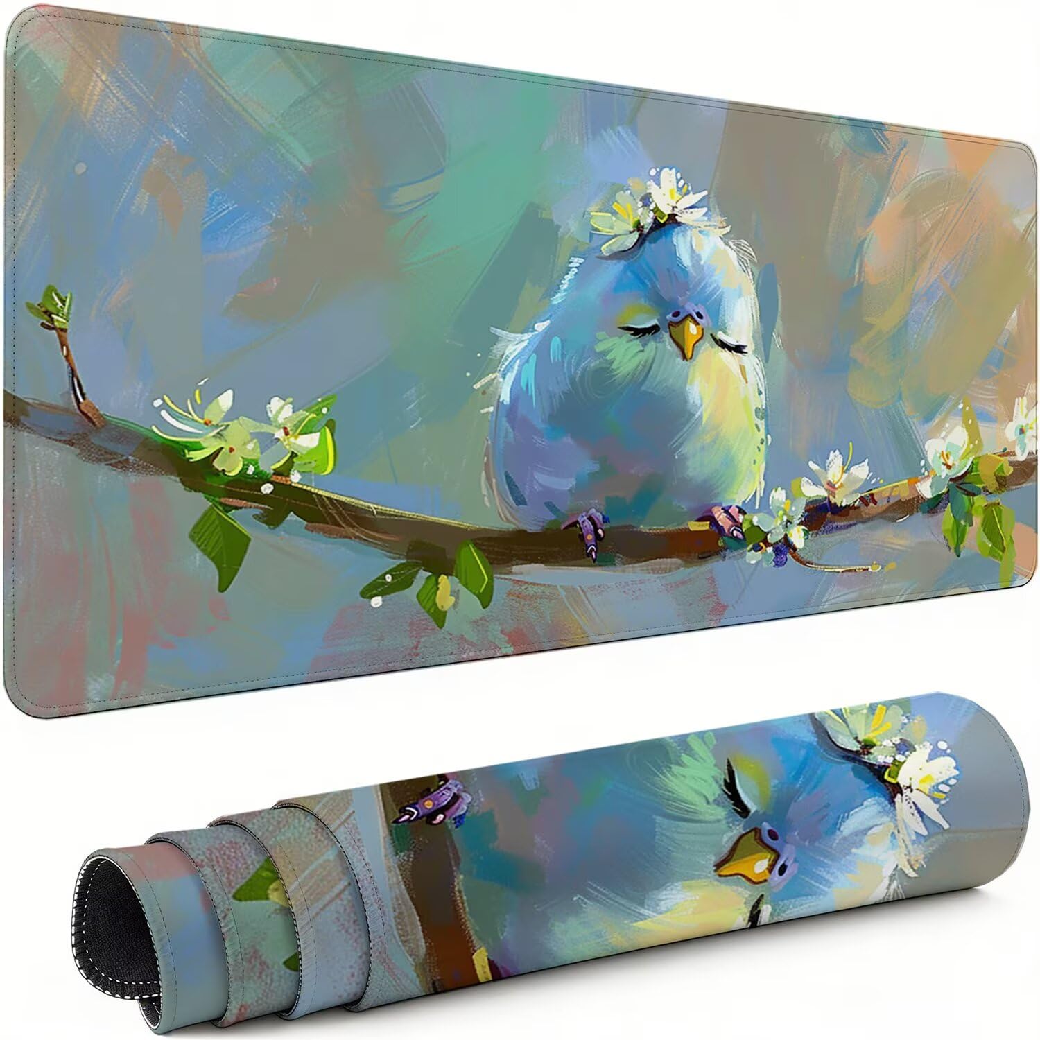 Gaming Mauspad XXL 1400x600x3mm Vogel Mousepad, Große Speed rutschfeste Schreibtischunterlage Karikatur Verbessert Präzision und Geschwindigkeit mit Stoßdämpfung für Tastatur Maus Homeoffice xg-962