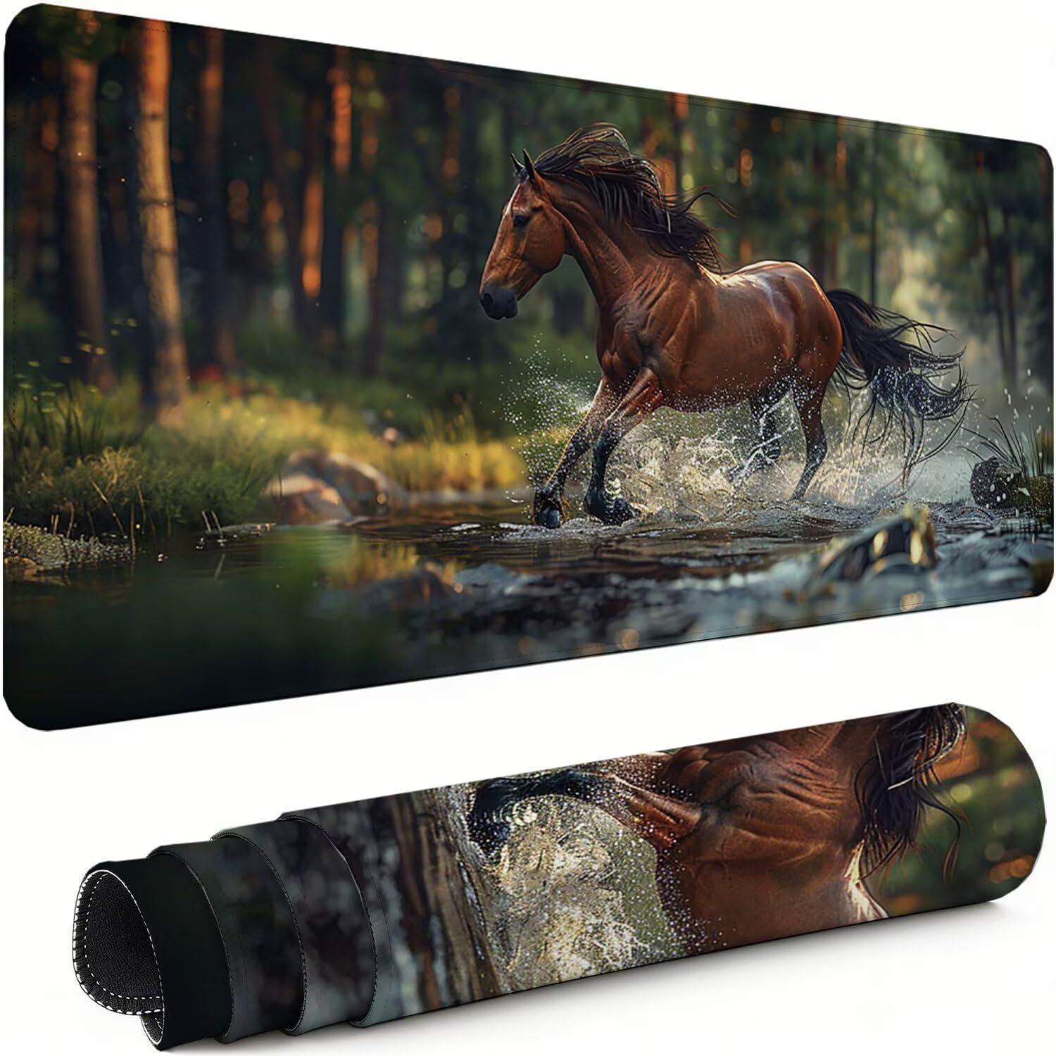 Gaming Mauspad XXL 800x300x3mm Tier Mousepad, Große Speed rutschfeste Schreibtischunterlage Wald Verbessert Präzision und Geschwindigkeit mit Stoßdämpfung für Tastatur und Maus Homeoffice xg-974