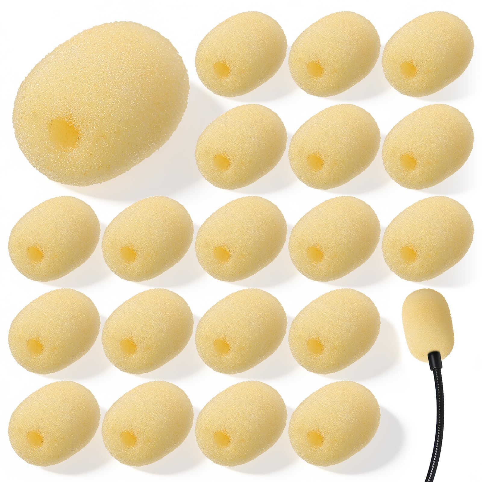 20 Stück Headset Mikrofon Schaumstoffabdeckungen, Quilax Schaum Mikrofon Abdeckung Windschutz, HeadsetMikrofon Windschutzscheibe für Gaming & Büro