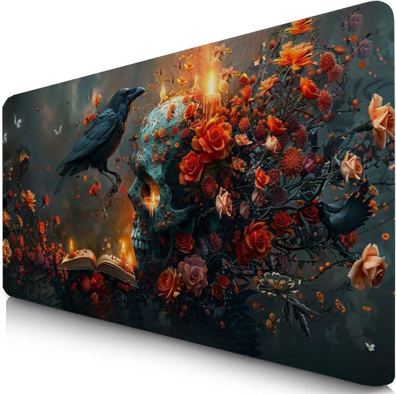 Schreibtischunterlage Schwarz Mauspad XXL 120x60cm Mousepad Vogel Gaming Mauspad mit Nicht rutschender Unterlage, Vernähte Kanten WassXerdicht Anti-Rutsch Maus Pad für PC, Office Geschenke F0-1142