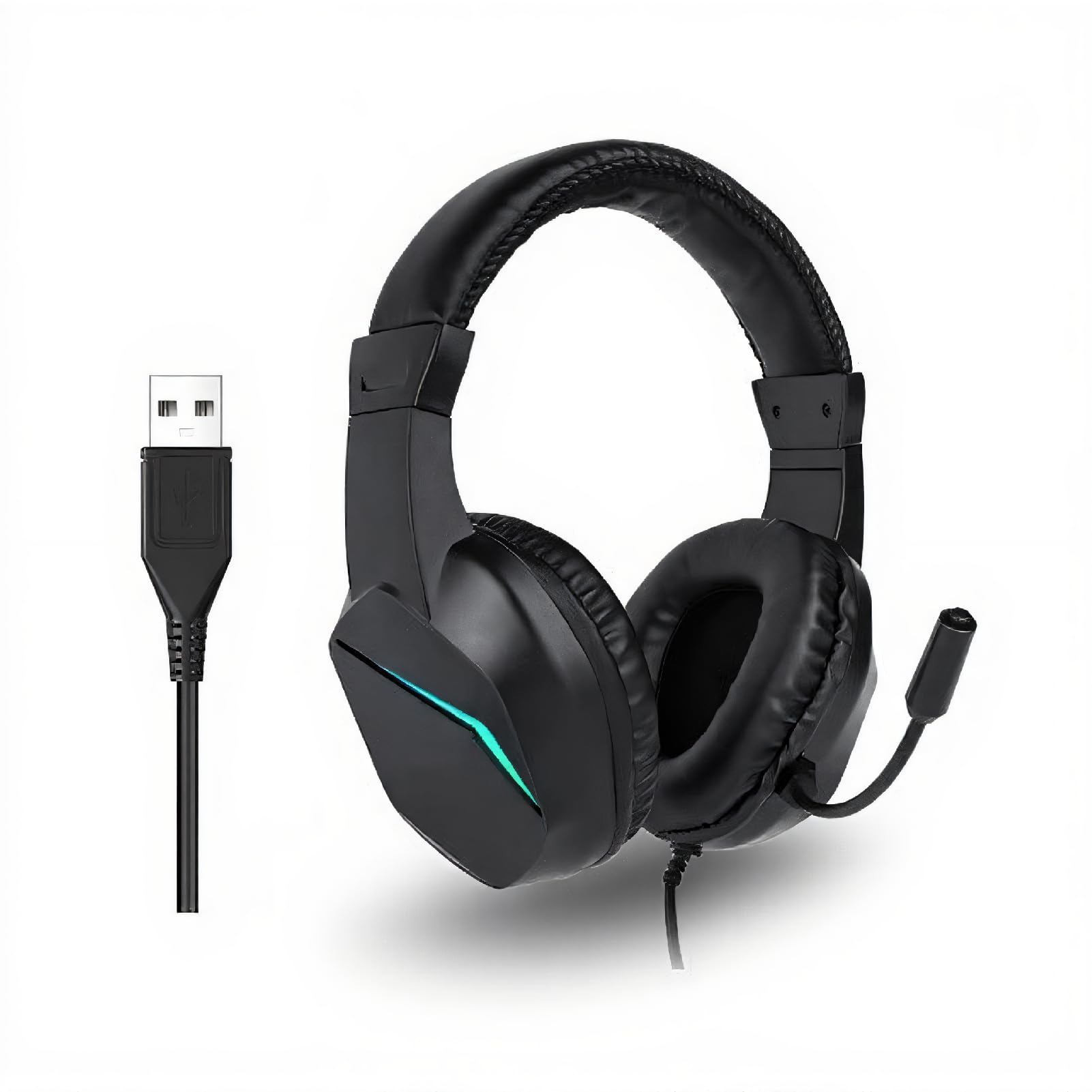 SENECESLI USB-Gaming-Headset, Kabelgebundene Over-Ear-Kopfhörer mit Geräuschunterdrückendem Mikrofon, 40-mm-Treibern, Memory-Schaum-Ohrpolstern, LED-Leuchten für PC-Laptop-Spielekonsole (Zählt es?)