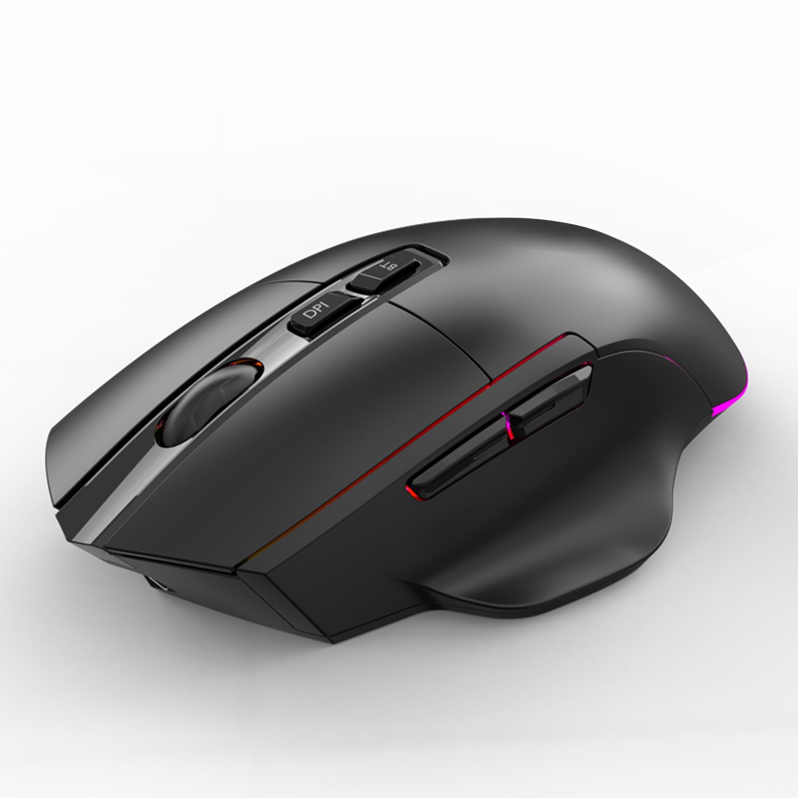 Jectse Kabellose RGB-Gaming-Maus mit Geräuschlosen Tasten, 500-mAh-, Langlebiger RGB-Beleuchtung, 7 Tasten, 2,4-GHz-Bluetooth-Modi und Einstellbarer DPI-Auflösung (1000, 1200, 1600) für