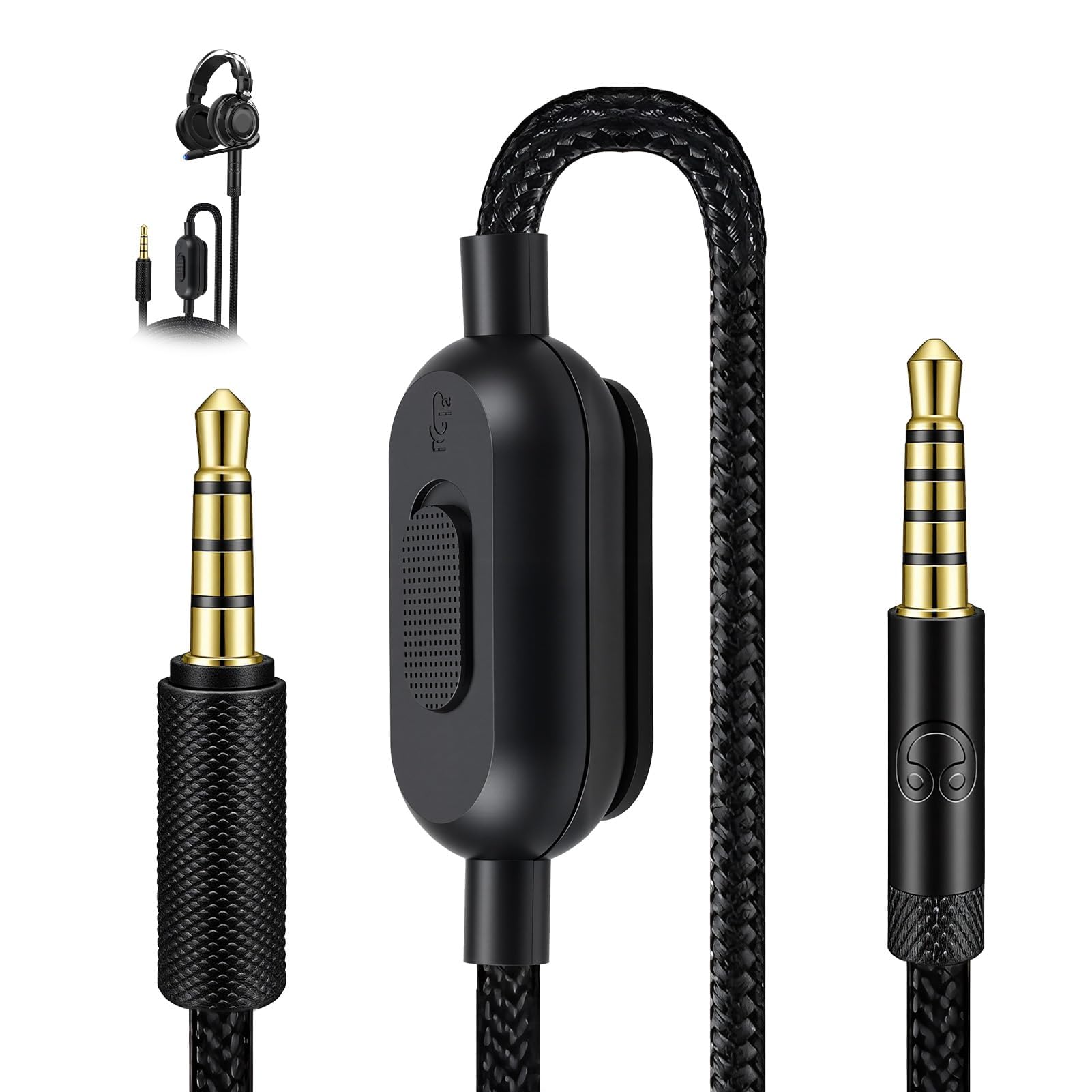 Headset Kabel Ersatz für Logitech G Pro X G433 G233 G Pro, 3,5 mm Kopfhörer Audiokabel Gaming Headset mit Lautstärke Mikrofonsteuerung, 2M Ersatzkabel KlinkenkabelGeflochtenes Kabel für PC PS4 Xbox