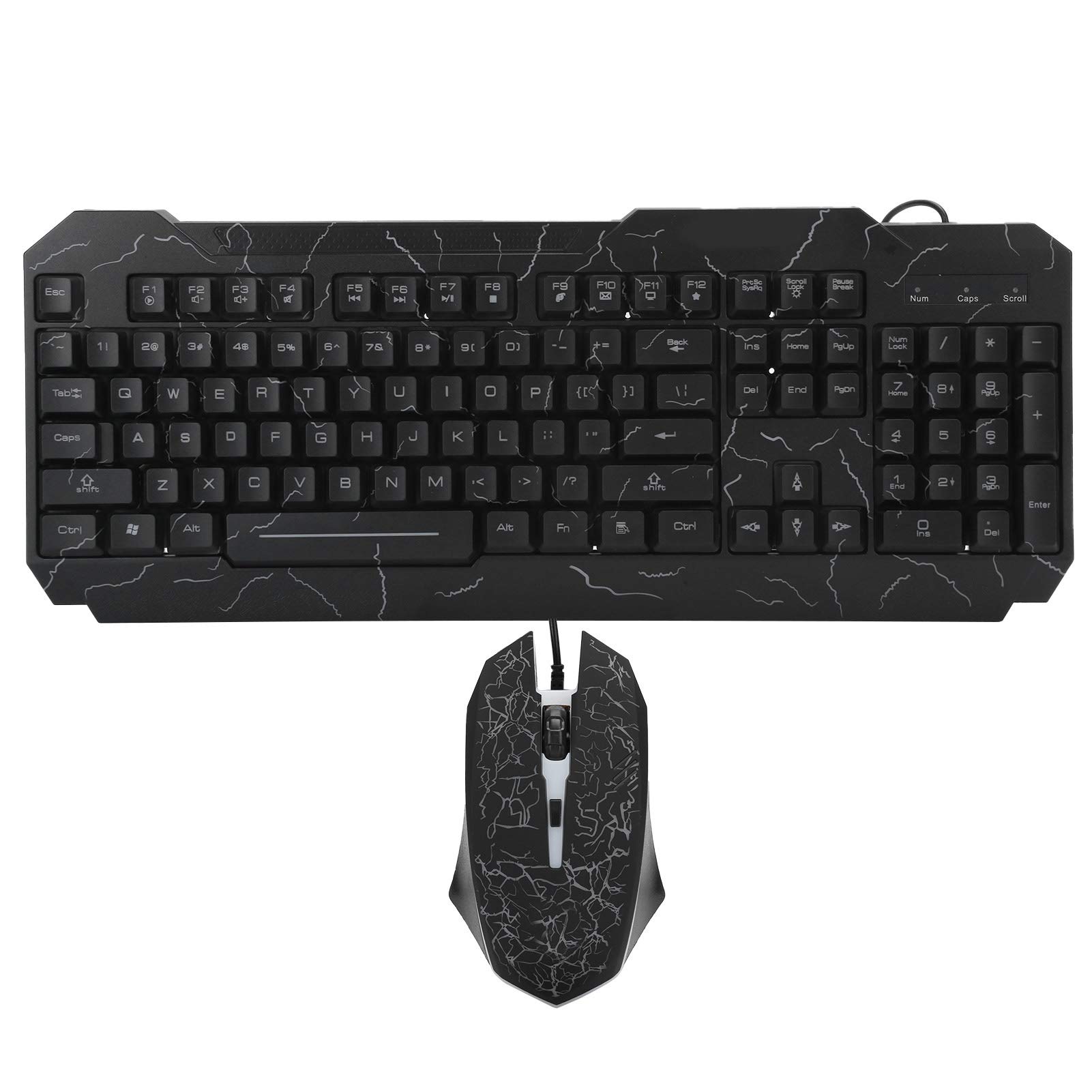 Bewinner D620 Kabelgebundenes Mechanisches Gaming-Tastatur- und Maus-Set, 104 Tasten mit 7-Farben-Hintergrundbeleuchtung, Spritzwassergeschütztes Design, 4-Tasten-Maus mit 3-stufiger DPI und