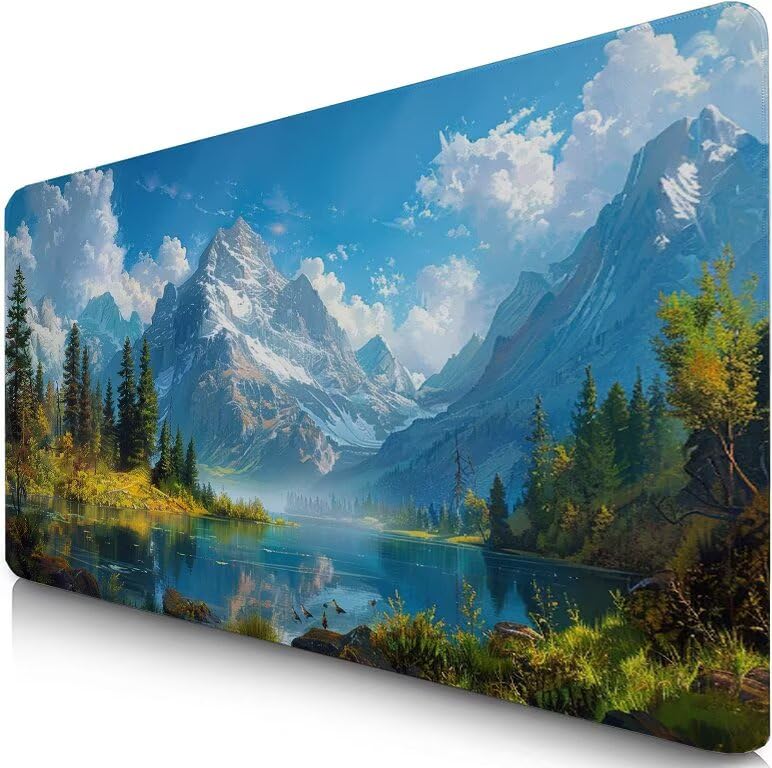 Schreibtischunterlage Frühling Mauspad XXL 120x60cm Mousepad Berg Gaming Mauspad mit Nicht rutschender Unterlage, Vernähte Kanten WassXerdicht Anti-Rutsch Maus Pad für PC, Office Geschenke F0-1172