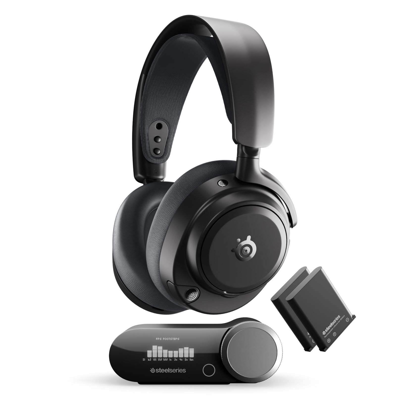 SteelSeries Arctis Nova Pro Omni – Hi‑Res-Wireless Gaming-Headset, 96 kHz/24 Bit, ANC, ClearCast Pro-Mic, KI-Geräuschunterdrückung, Mobile App, Mix 2,4 GHz + BT, OmniPlay PC+PS5+Xbox – Graphit