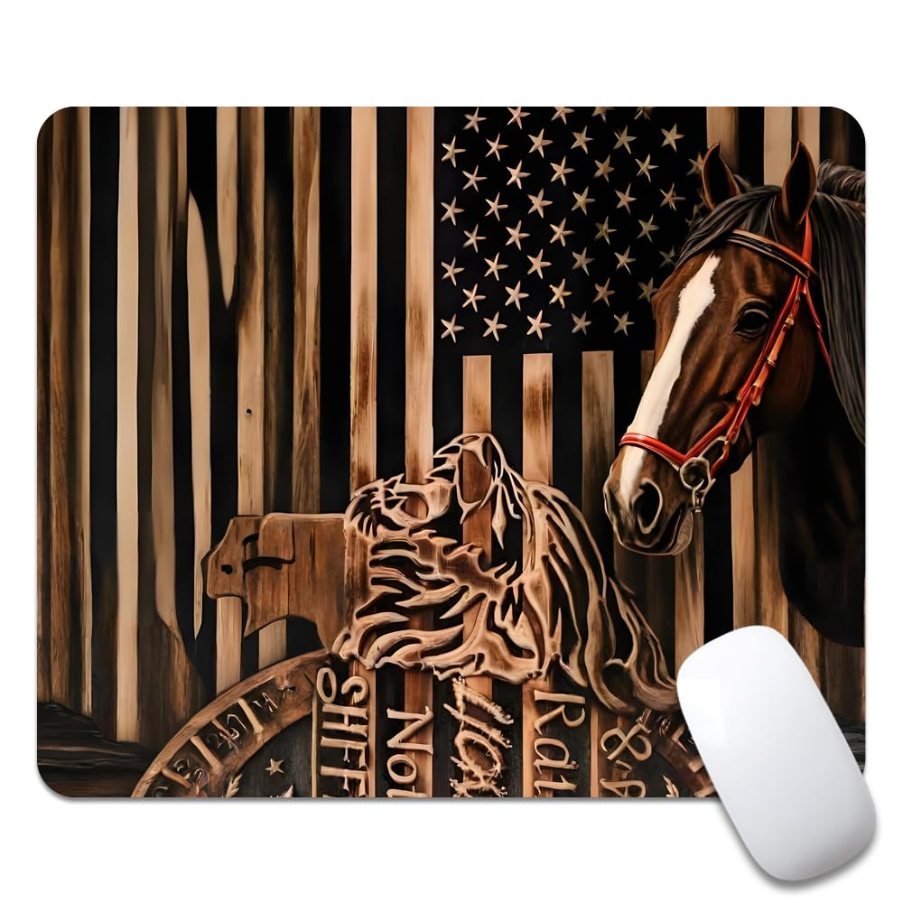 Gaming Mauspad Horse, Nationalflagge Office Mauspad Wasserdichte Vernähte Kanten Laptop Schreibunterlage, Für Büro, Kabellose Maus, Zuhause, 25x30cm