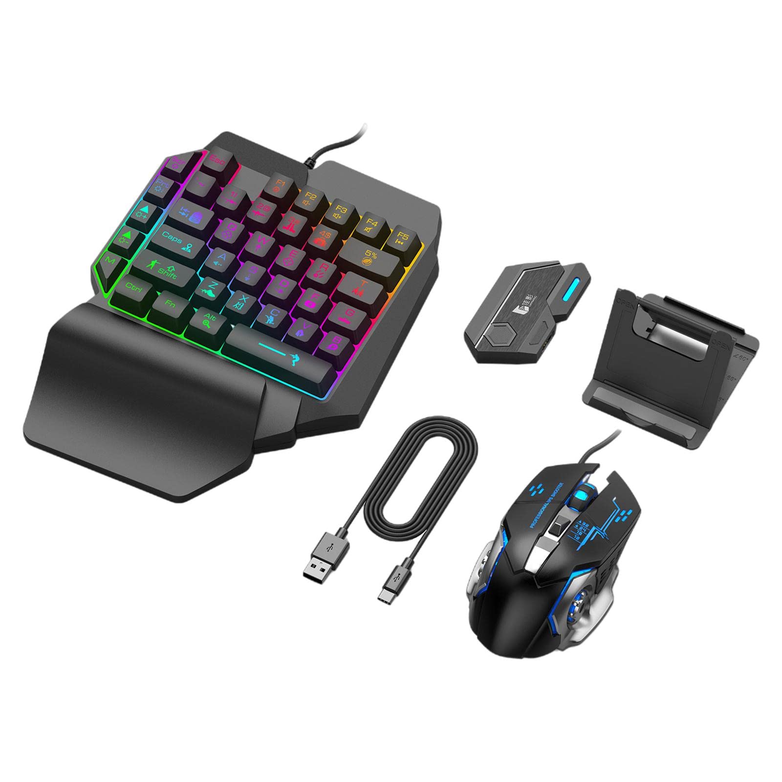 Keyboard Maus Adapter USB Gamepad Konverter Bluetooth Verbindung Plug and Play Unterstützt Individuelle Tastenbelegung für Mobile Spiele PC Gaming, für Mix SE-Set