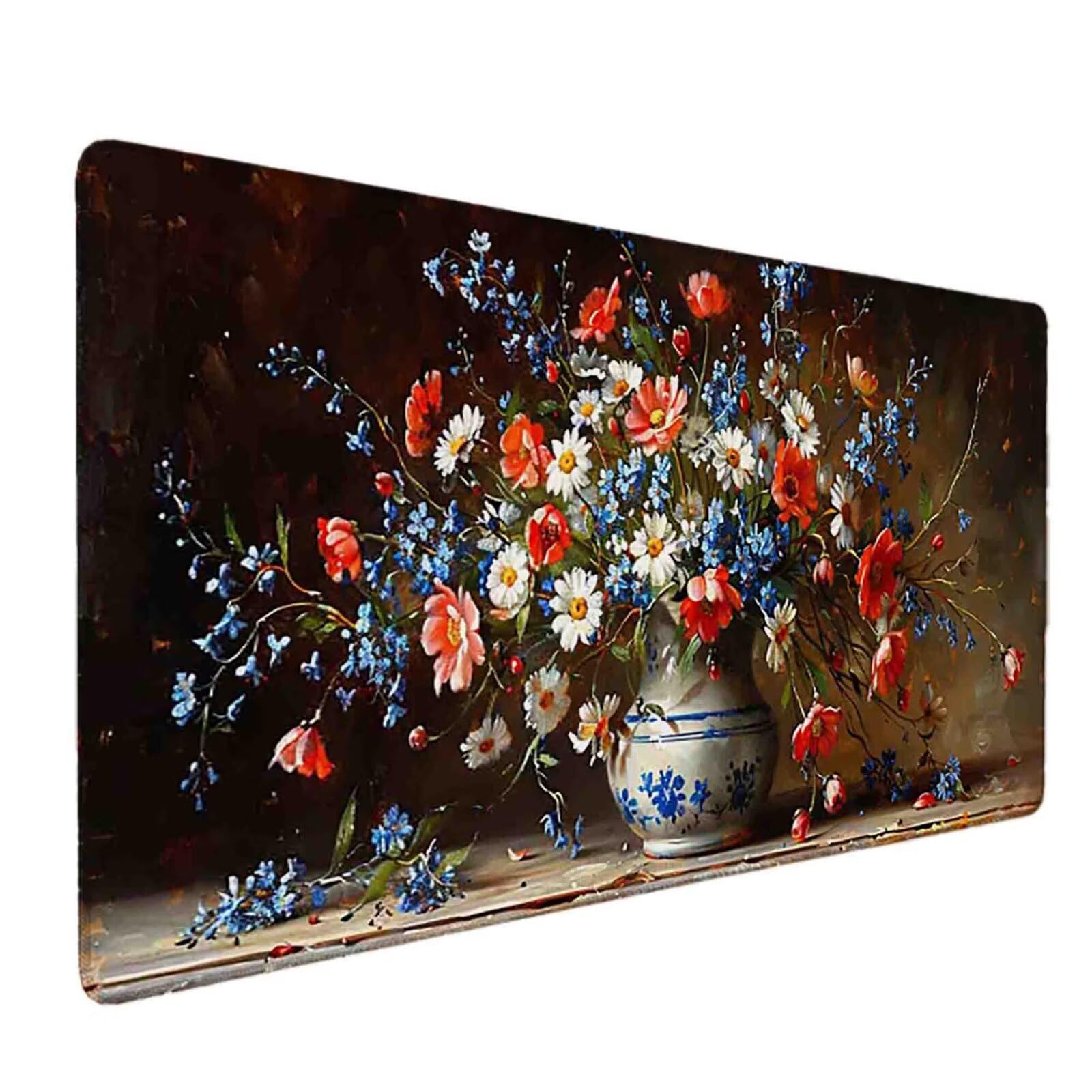 Mauspad 1000 x 500 Farbe Mauspad Blume Schreibtischunterlage mit Genähten Kanten Rutschfester Mousepad XXL, Tischunterlage Schreibtisch für PC, Maus und Tastatur, Home Office, Gaming Zubehör p5996