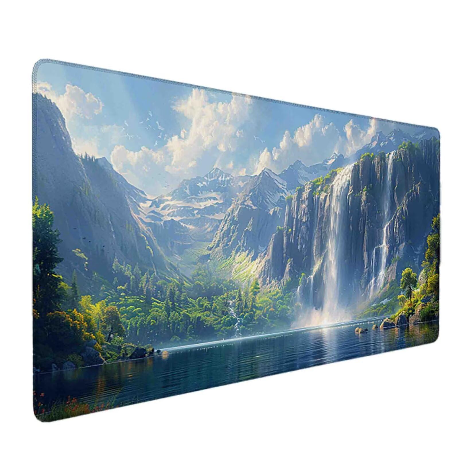 Mauspad 1000 x 500 Grün Mauspad Fallen Schreibtischunterlage mit Genähten Kanten Rutschfester Mousepad XXL, Tischunterlage Schreibtisch für PC, Maus und Tastatur, Home Office, Gaming Zubehör s5828